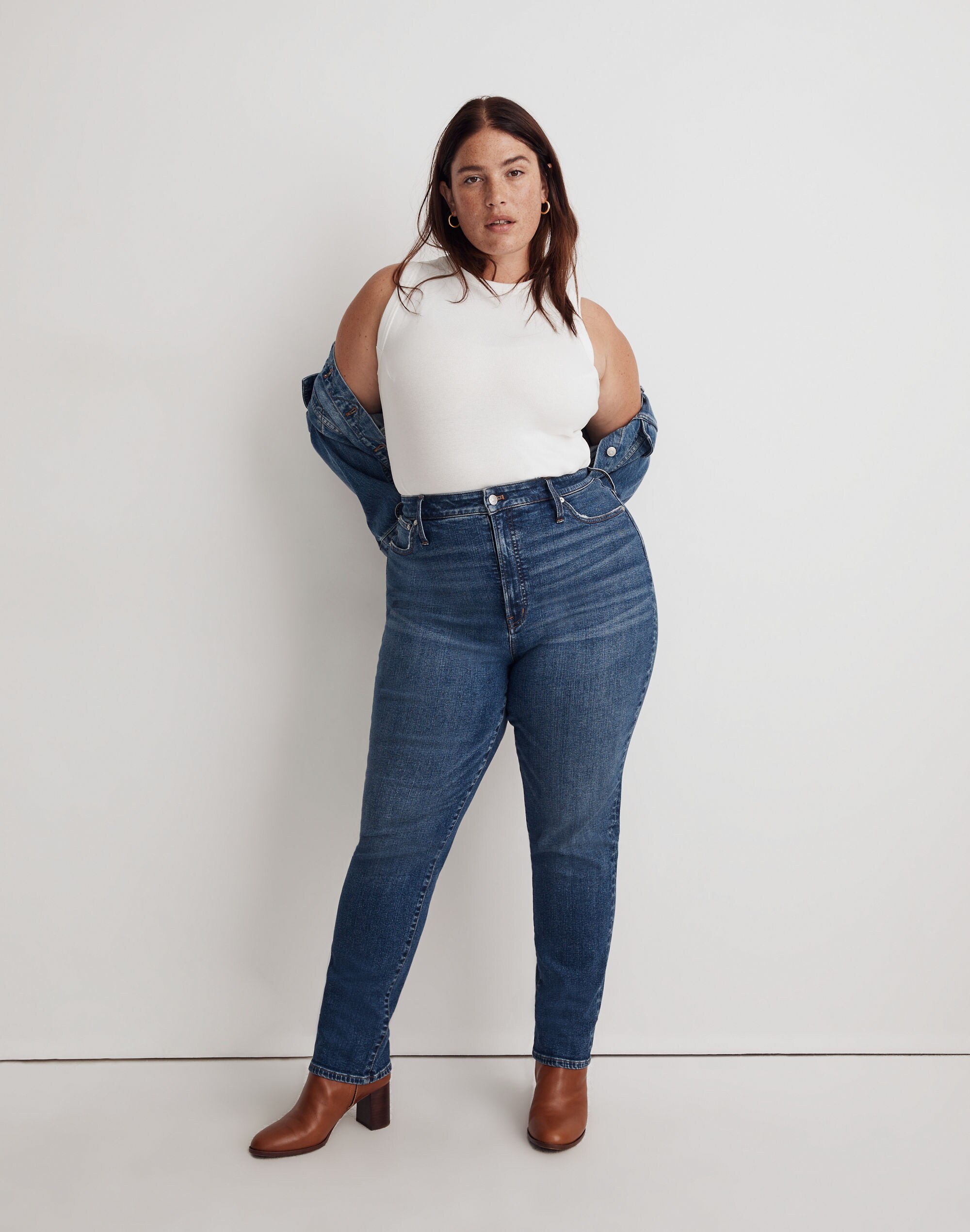 the plus perfect vintage straight jean in bright indigo wash: instacozy edition