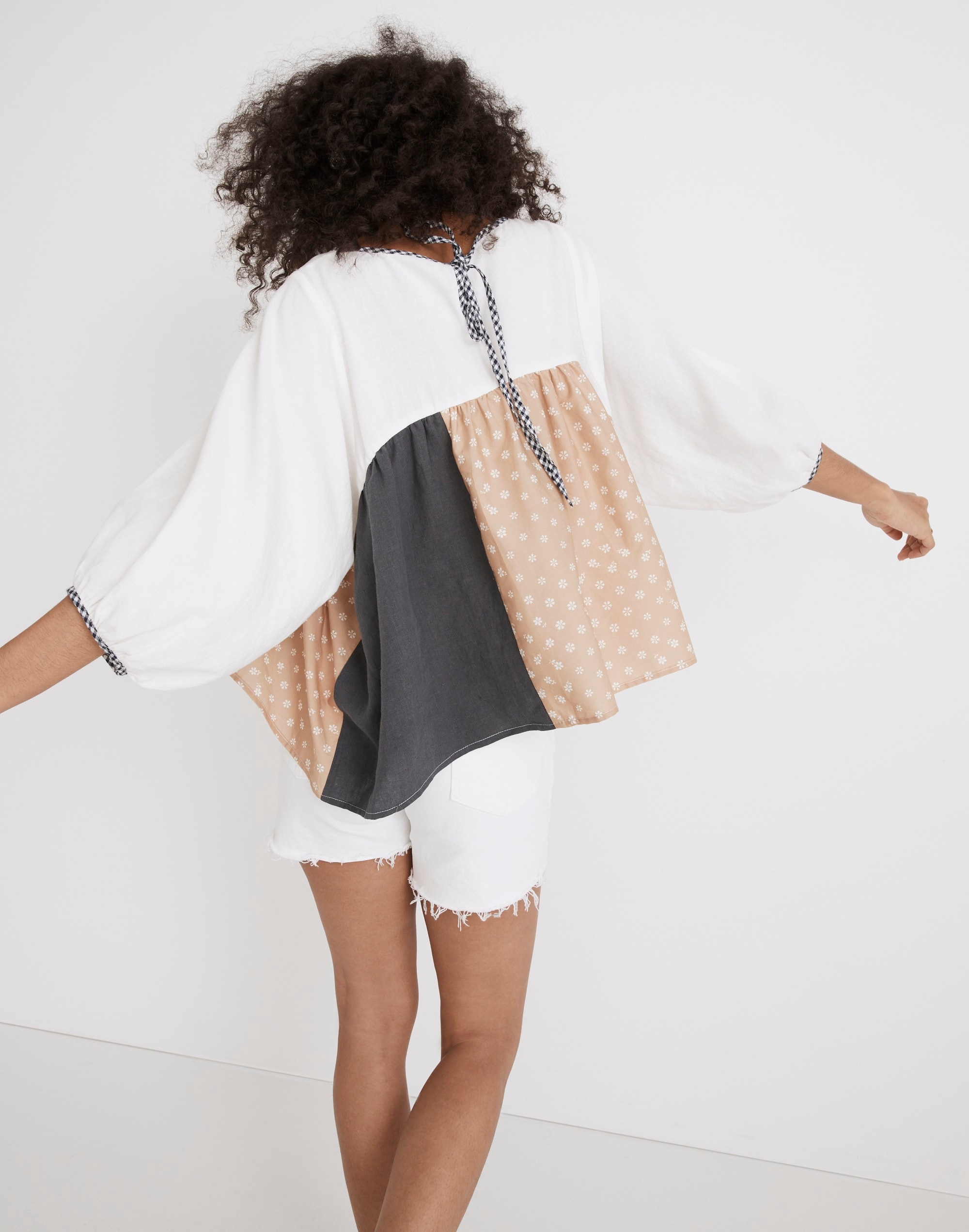 Madewell x La Réunion Upcycled Patchwork Peasant Shirt