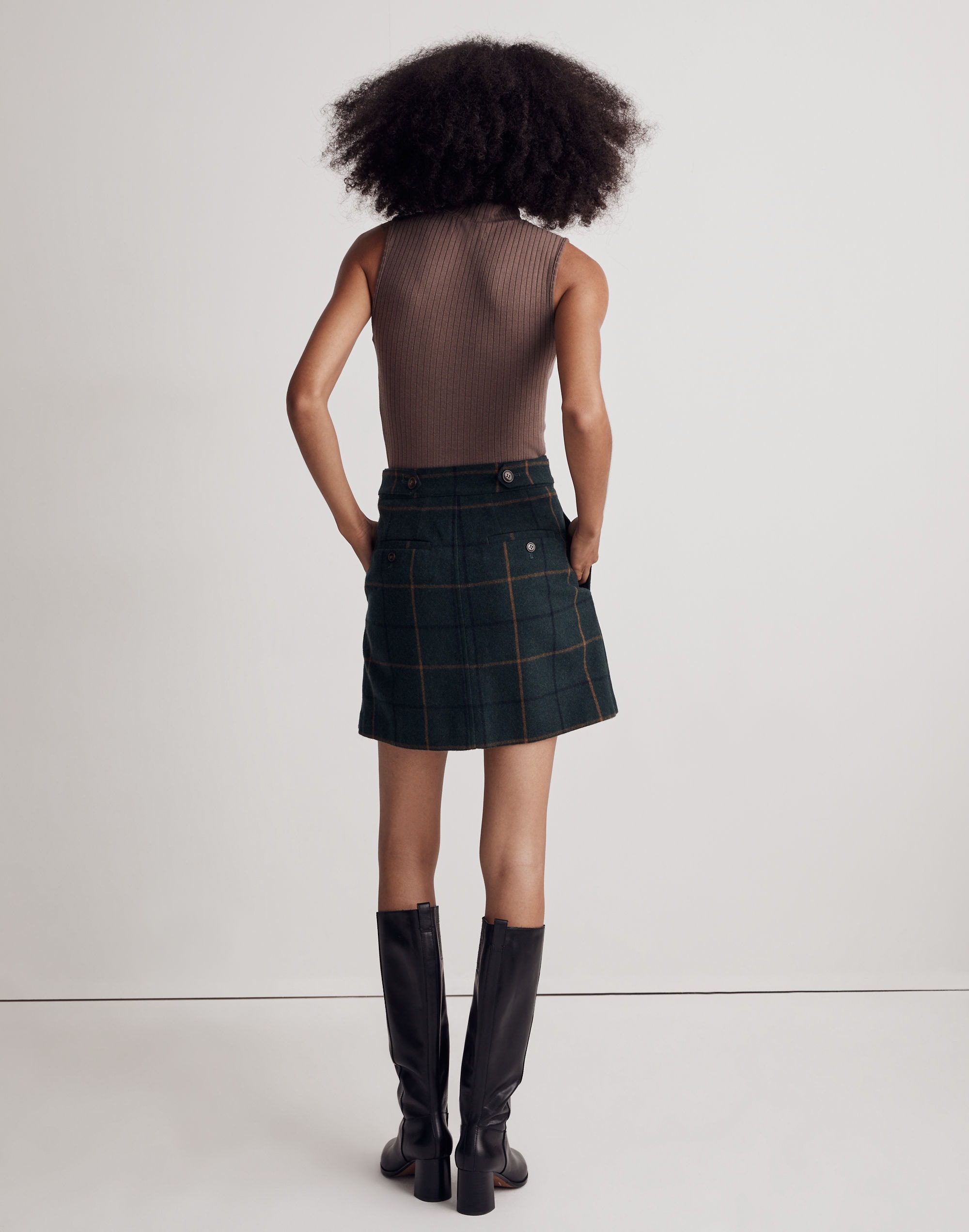 Wool Button-Front Mini Skirt