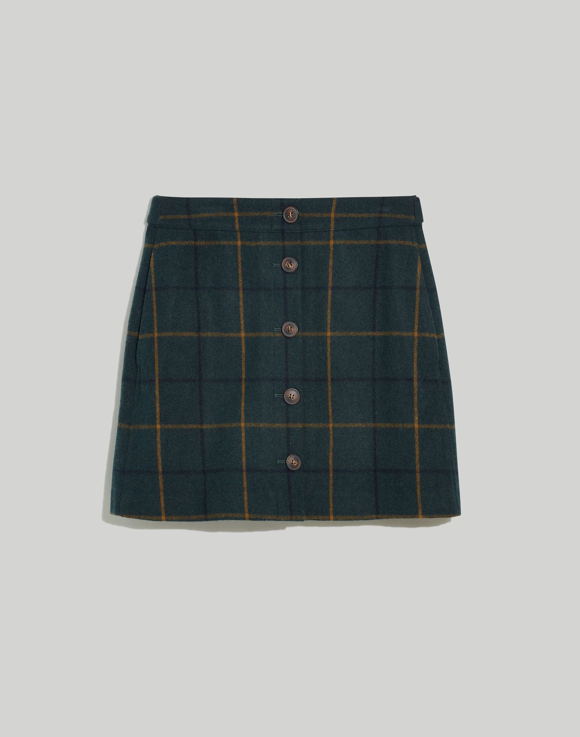 Wool Button-Front Mini Skirt
