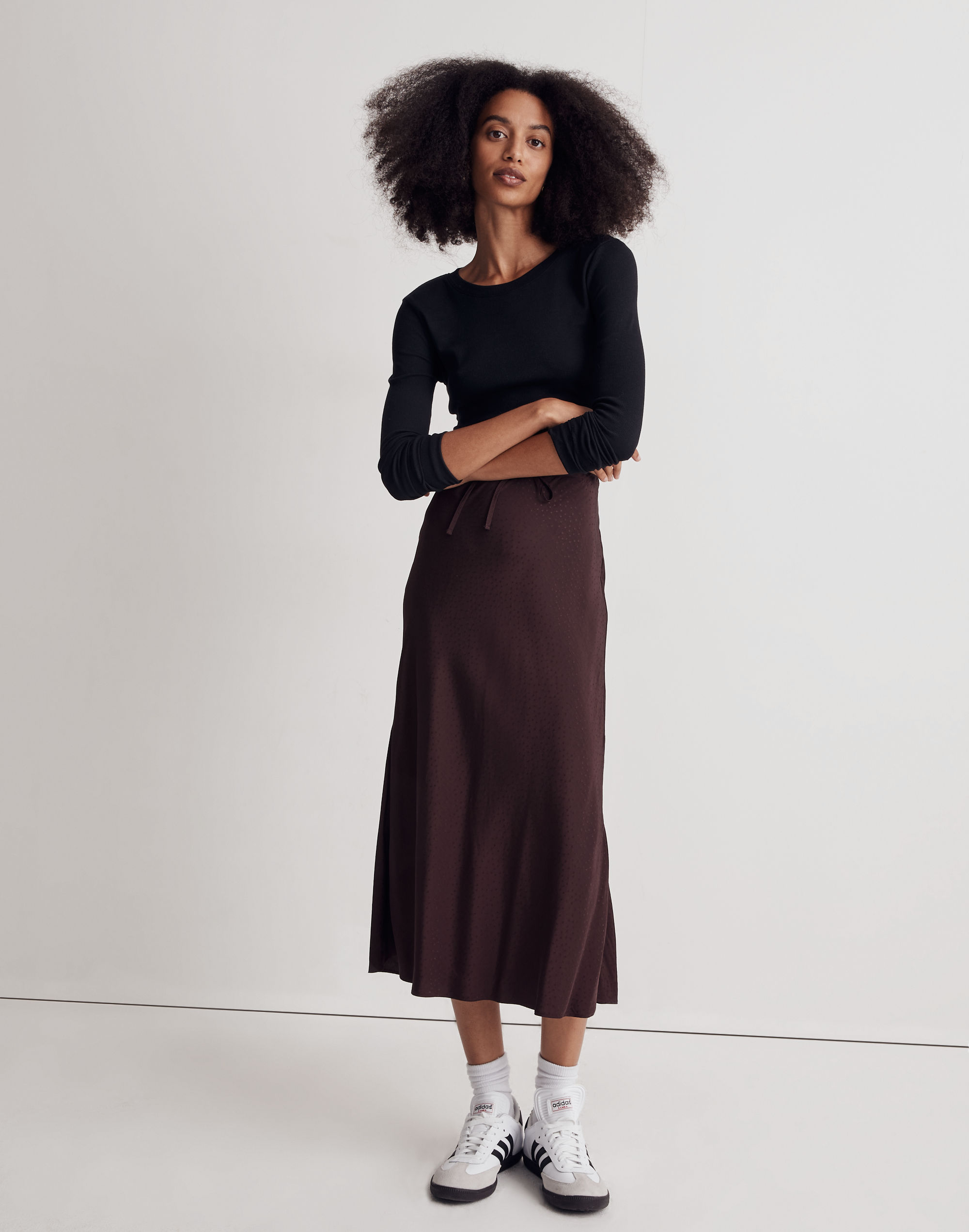 Star Jacquard Midi Slip Skirt