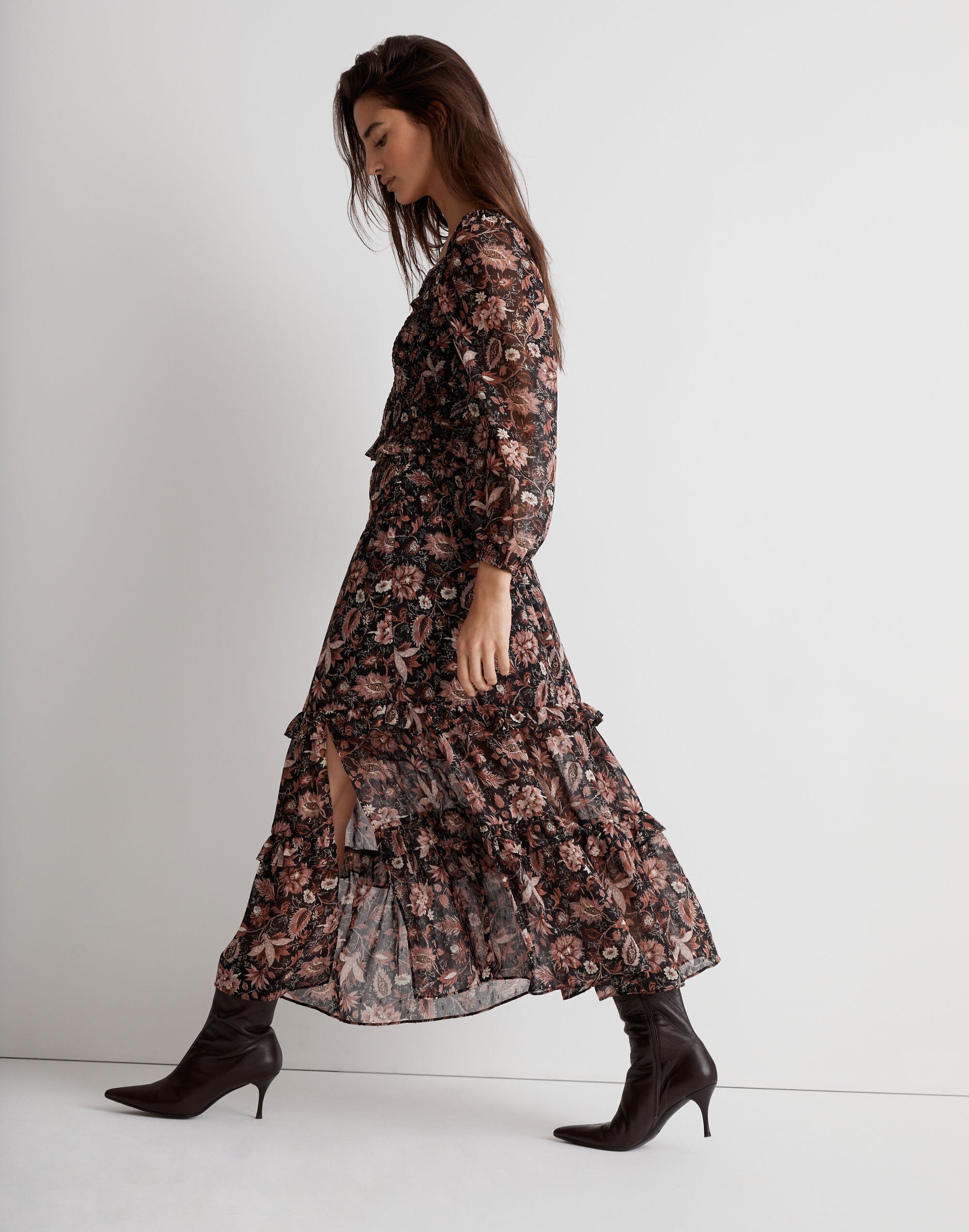 Ruffle Tiered Midi Skirt