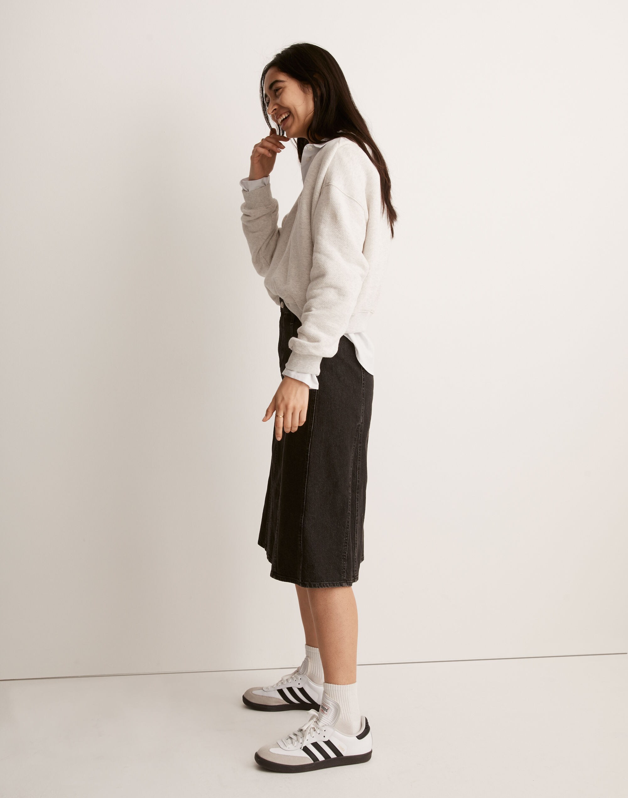 A-Line Midi Skirt in Lunar Wash