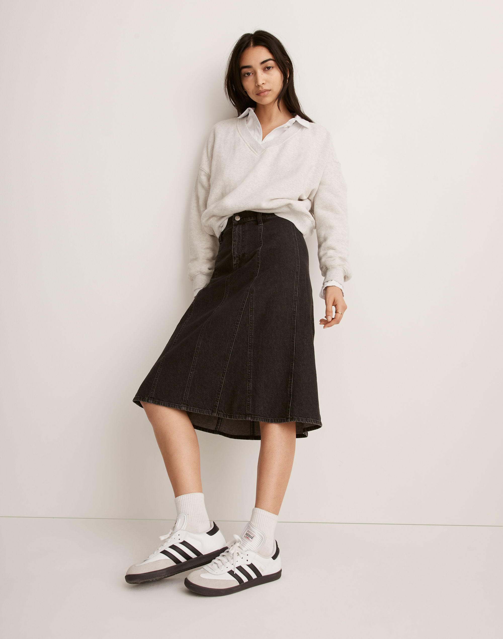 A-Line Midi Skirt in Lunar Wash