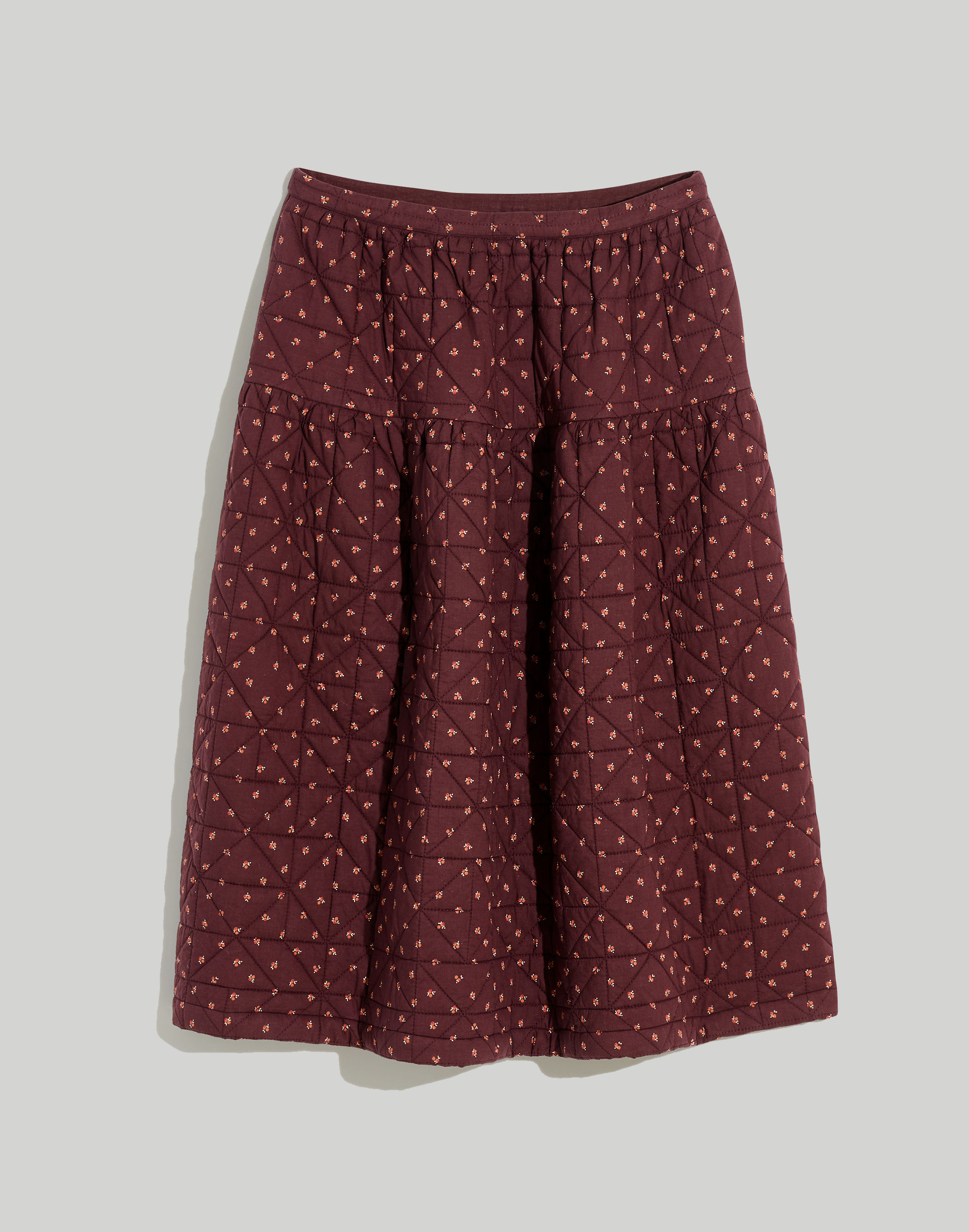 Quilted Crinkle Cotton Midi Skirt