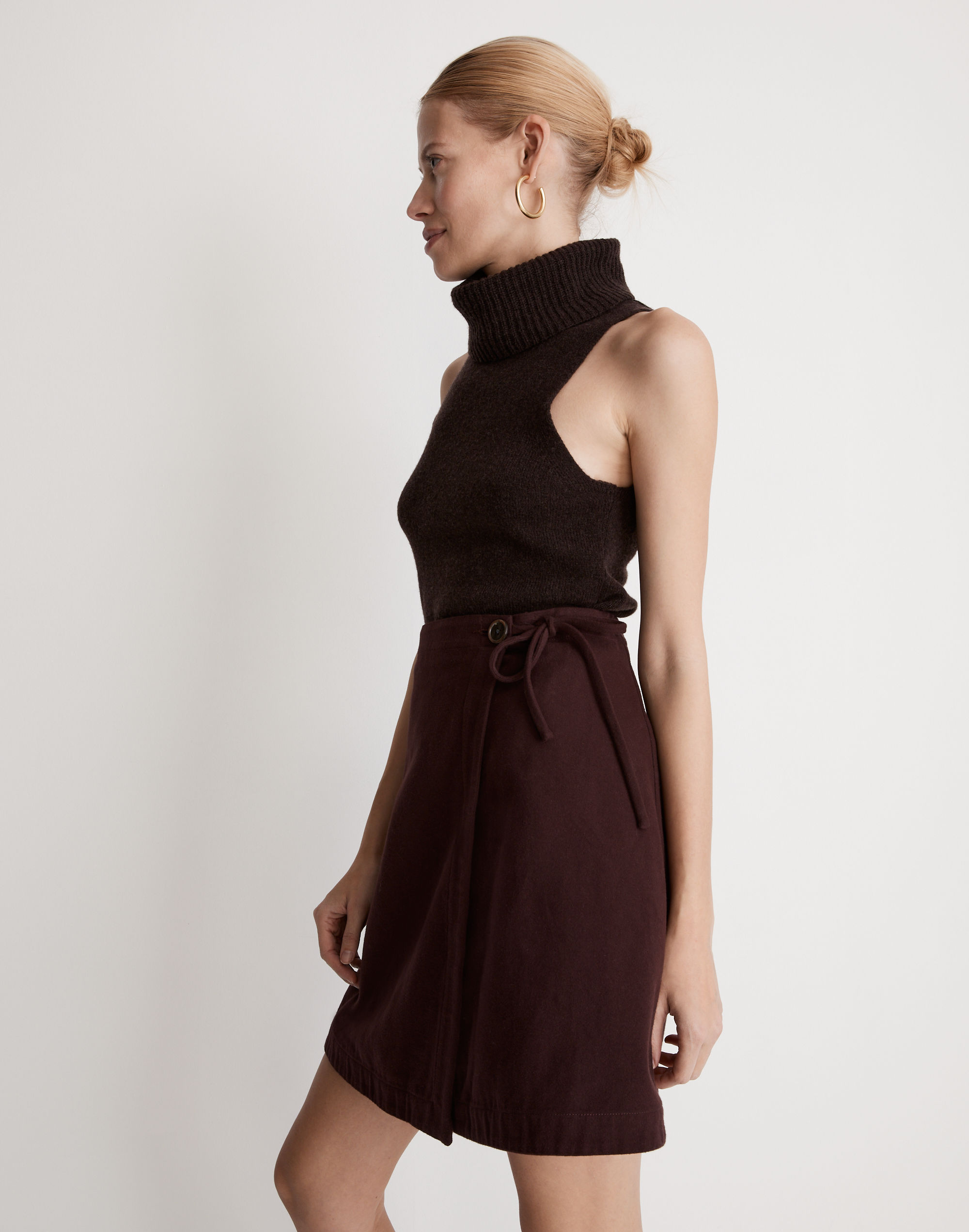 Moleskin Side-Tie Mini Skirt