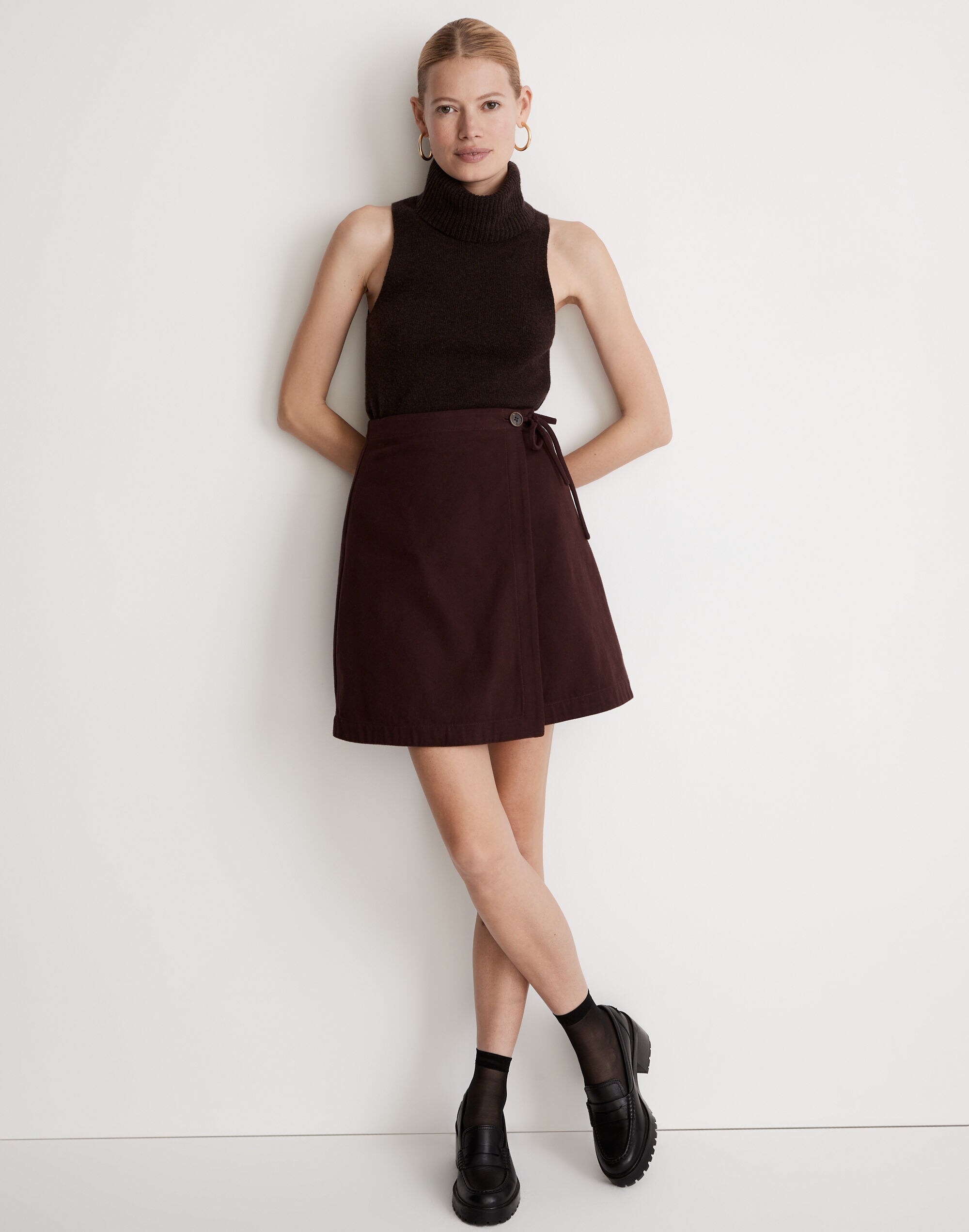 Moleskin Side-Tie Mini Skirt