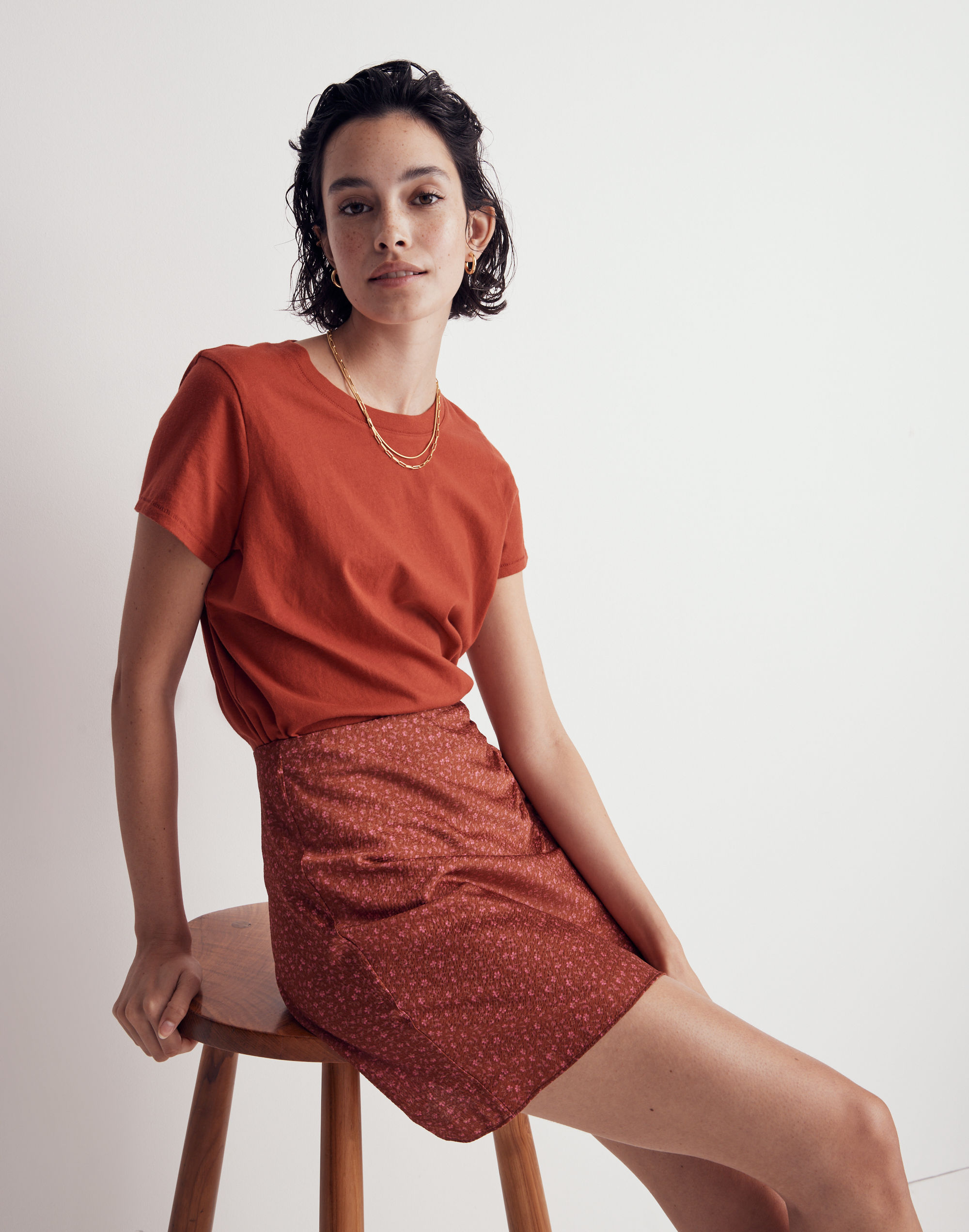 Hammered Satin Ruched Mini Skirt