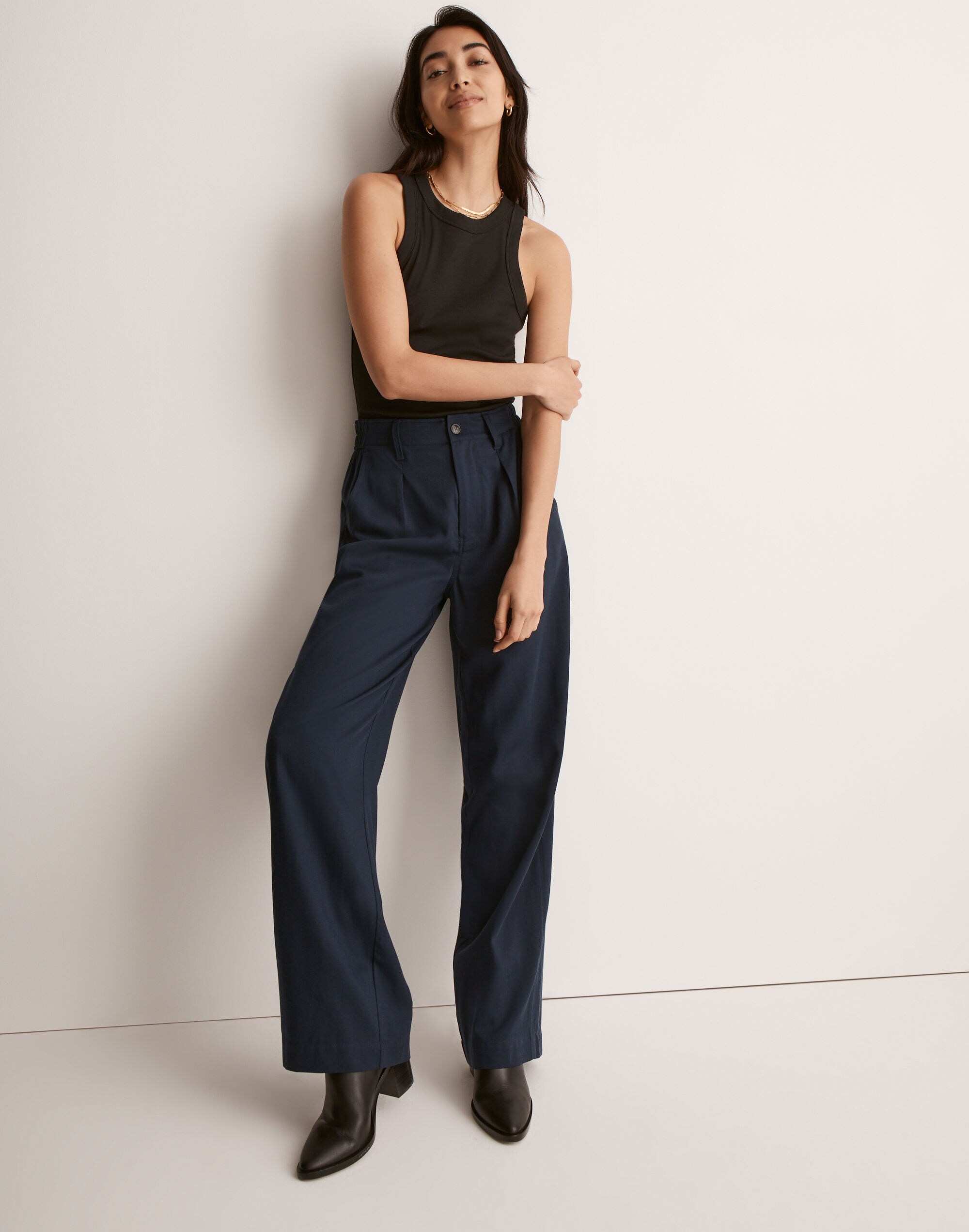 The Petite Neale Straight-Leg Pant in Drapeweave