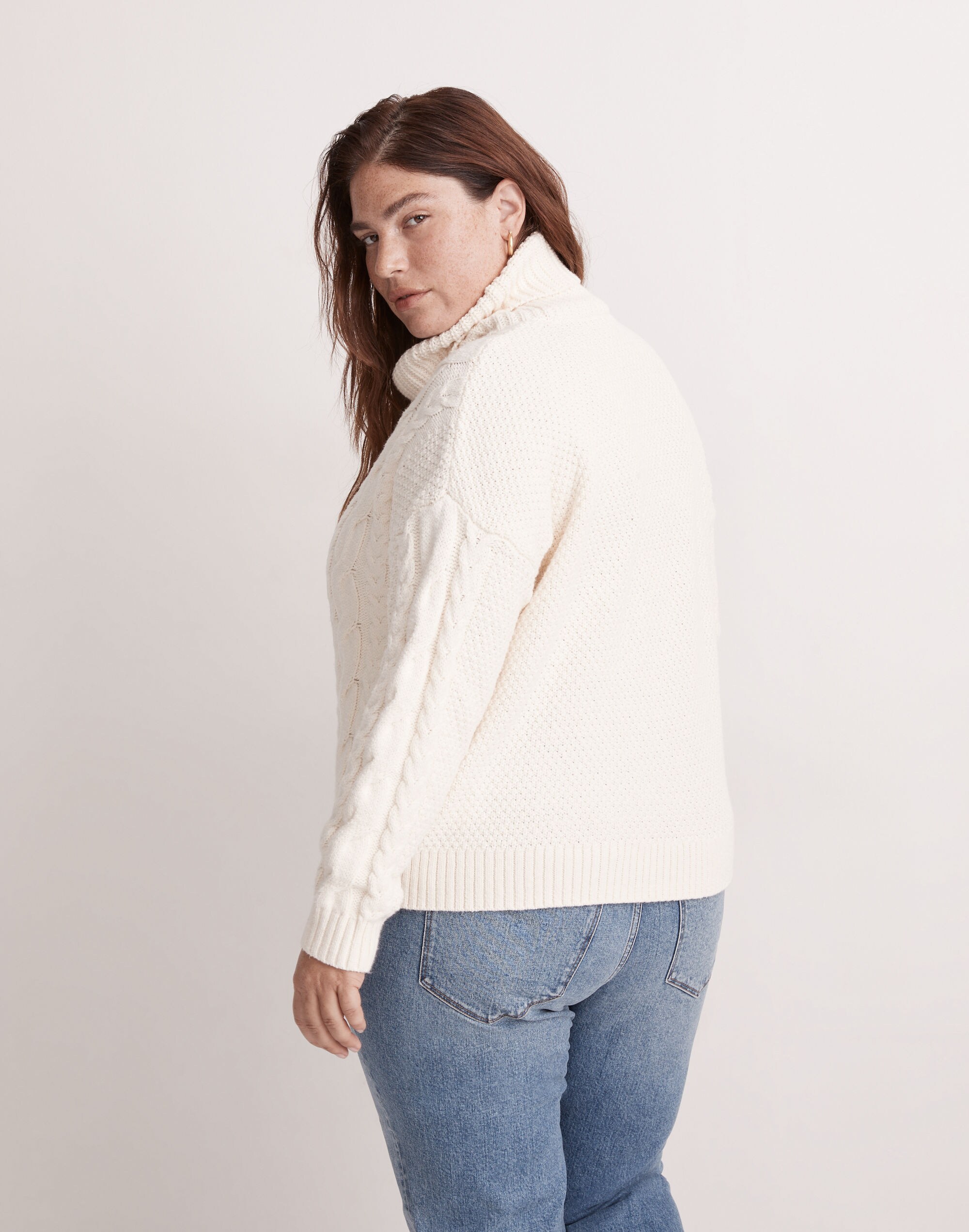 Plus Cable Turtleneck Sweater