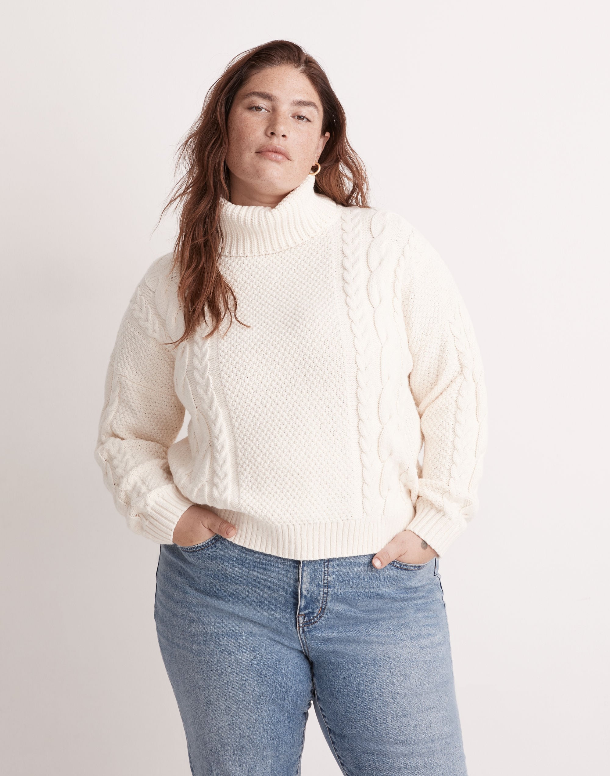 Plus Cable Turtleneck Sweater