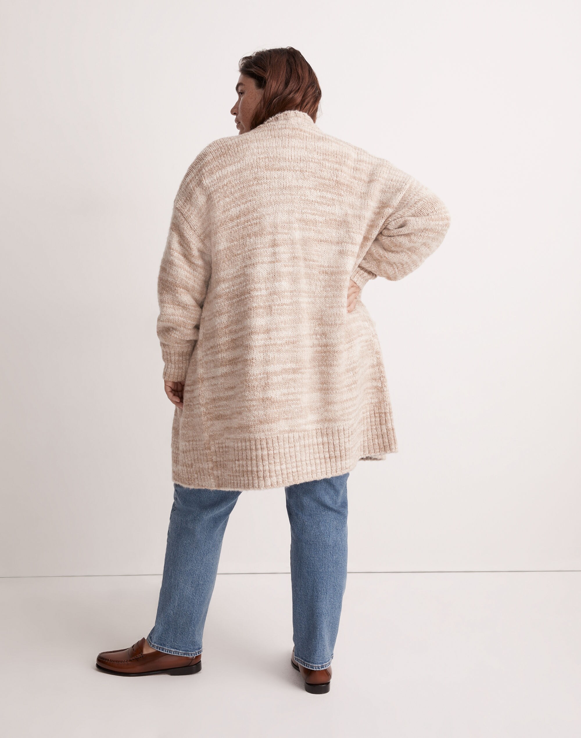 Plus Space-Dye Long Cardigan Sweater