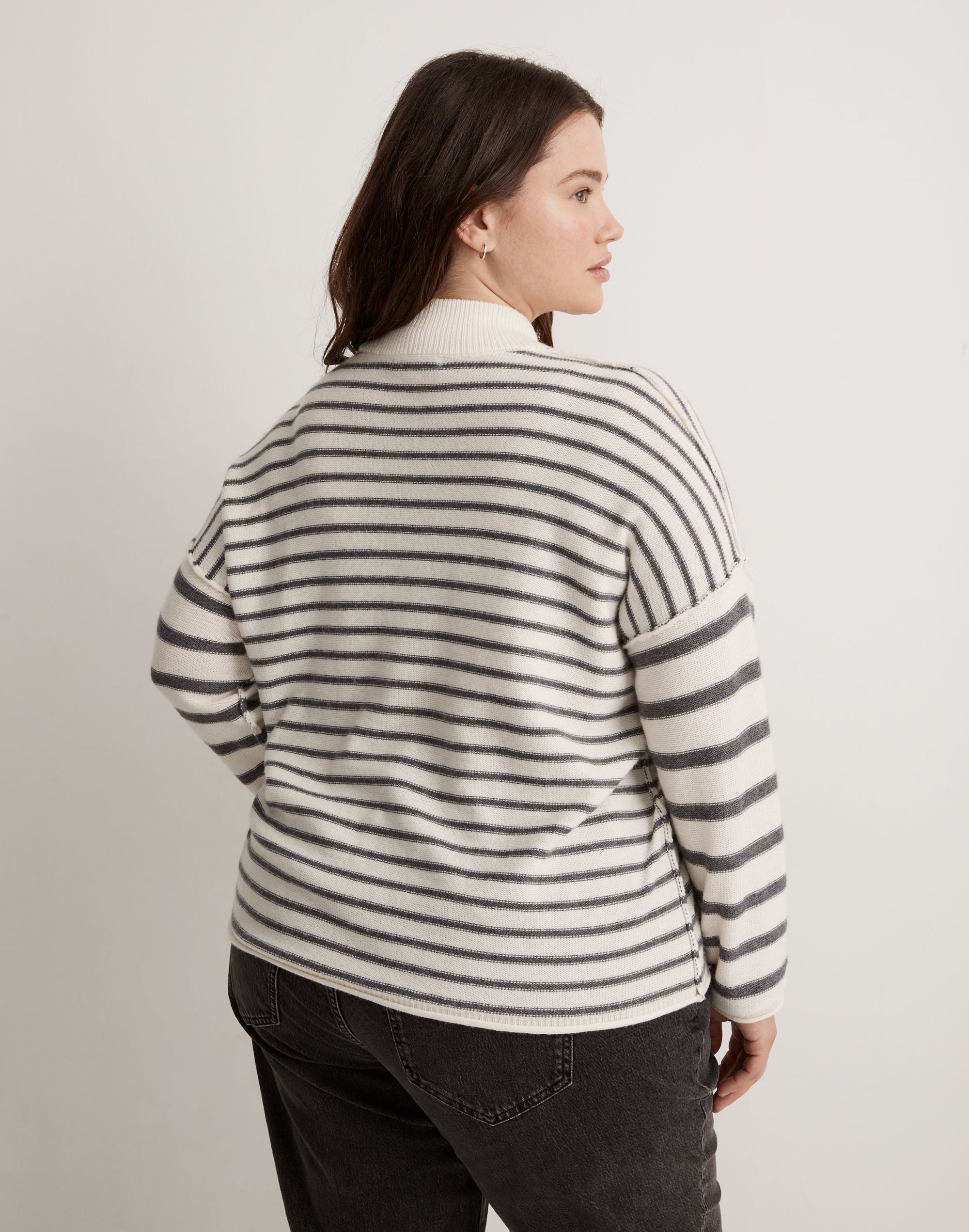 Plus Stripe-Play Mockneck Pullover Sweater