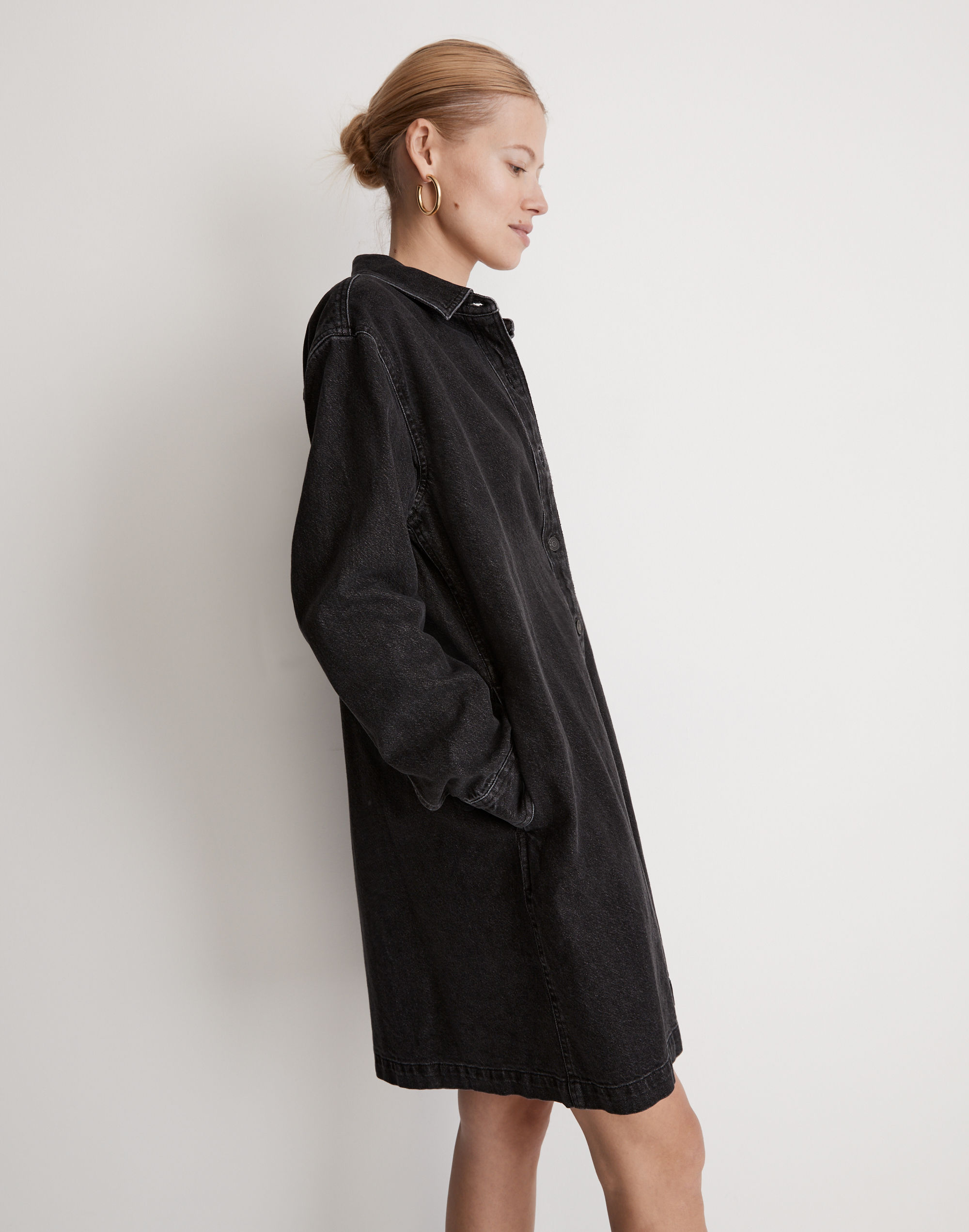 Oversized Denim Shirtdress in Lunar Wash