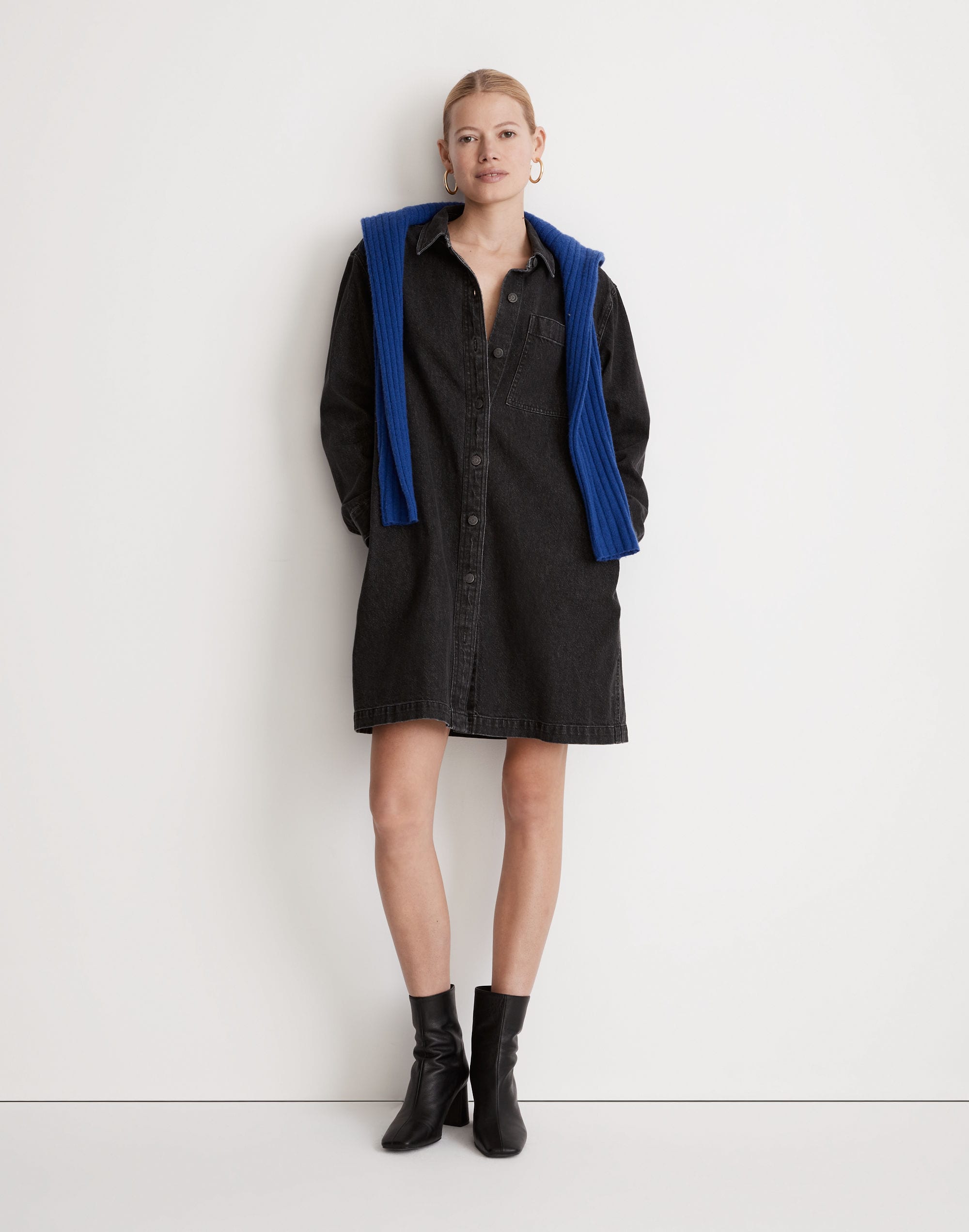 Oversized Denim Shirtdress in Lunar Wash