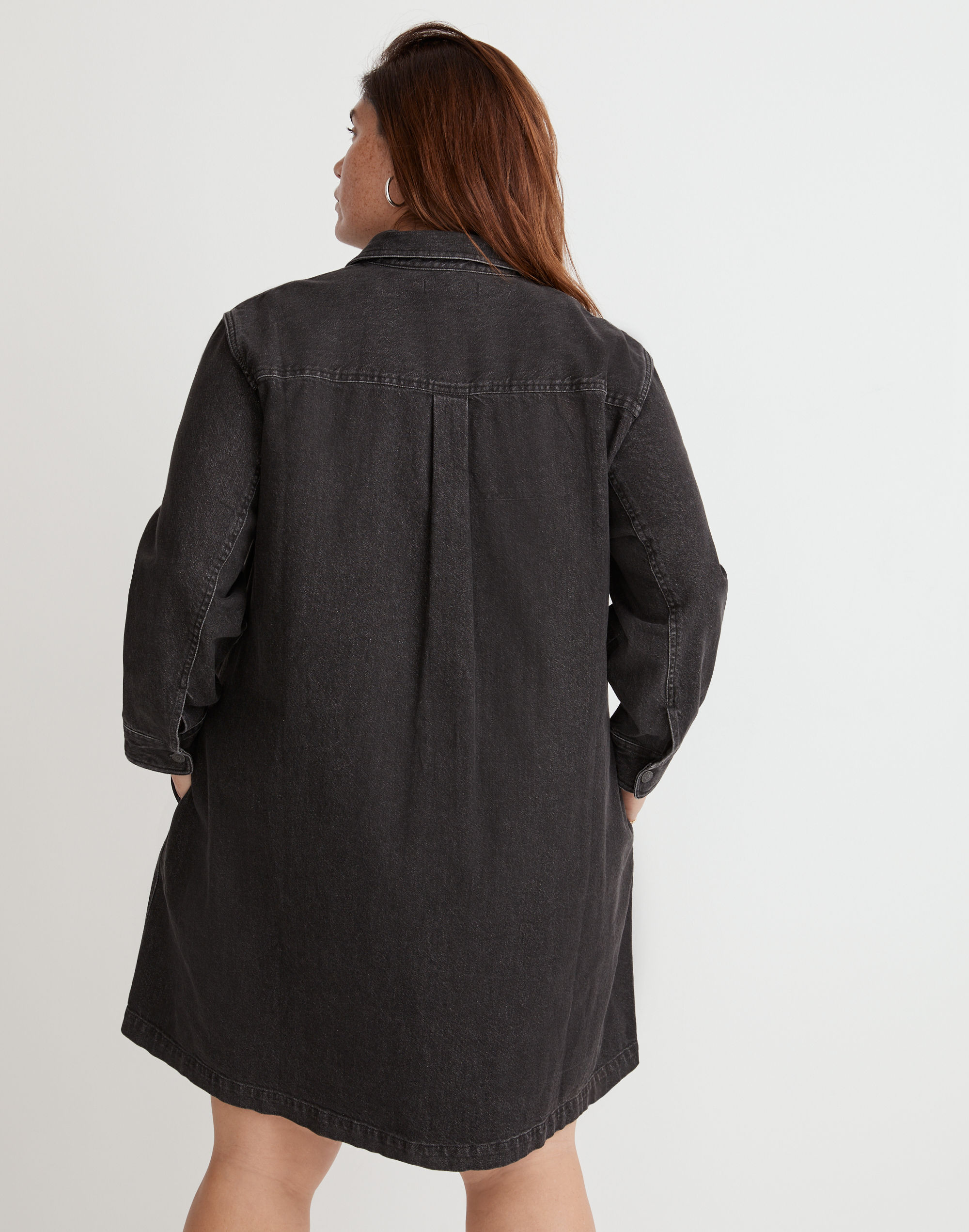 Plus Oversized Denim Shirtdress in Lunar Wash