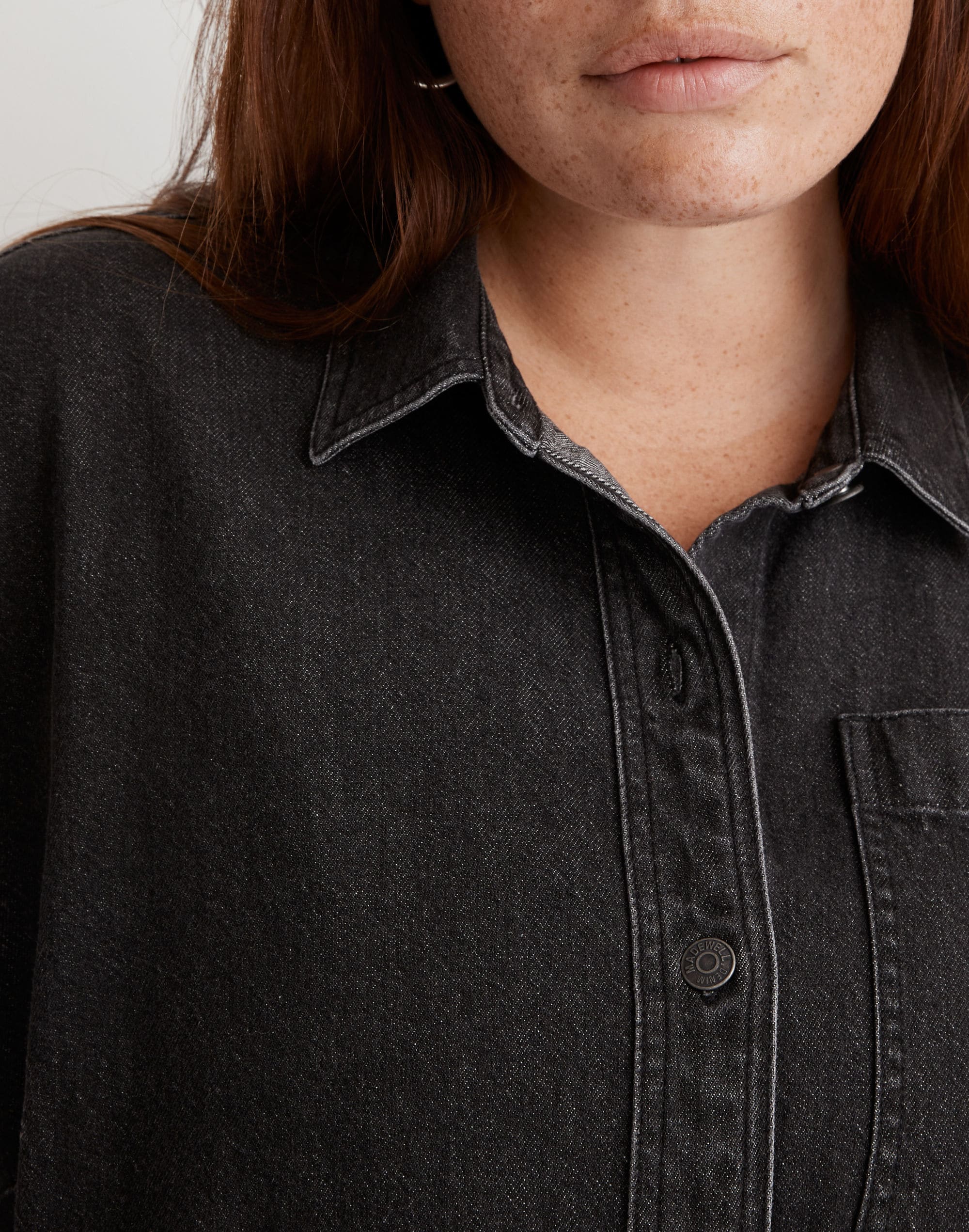 Plus Oversized Denim Shirtdress in Lunar Wash