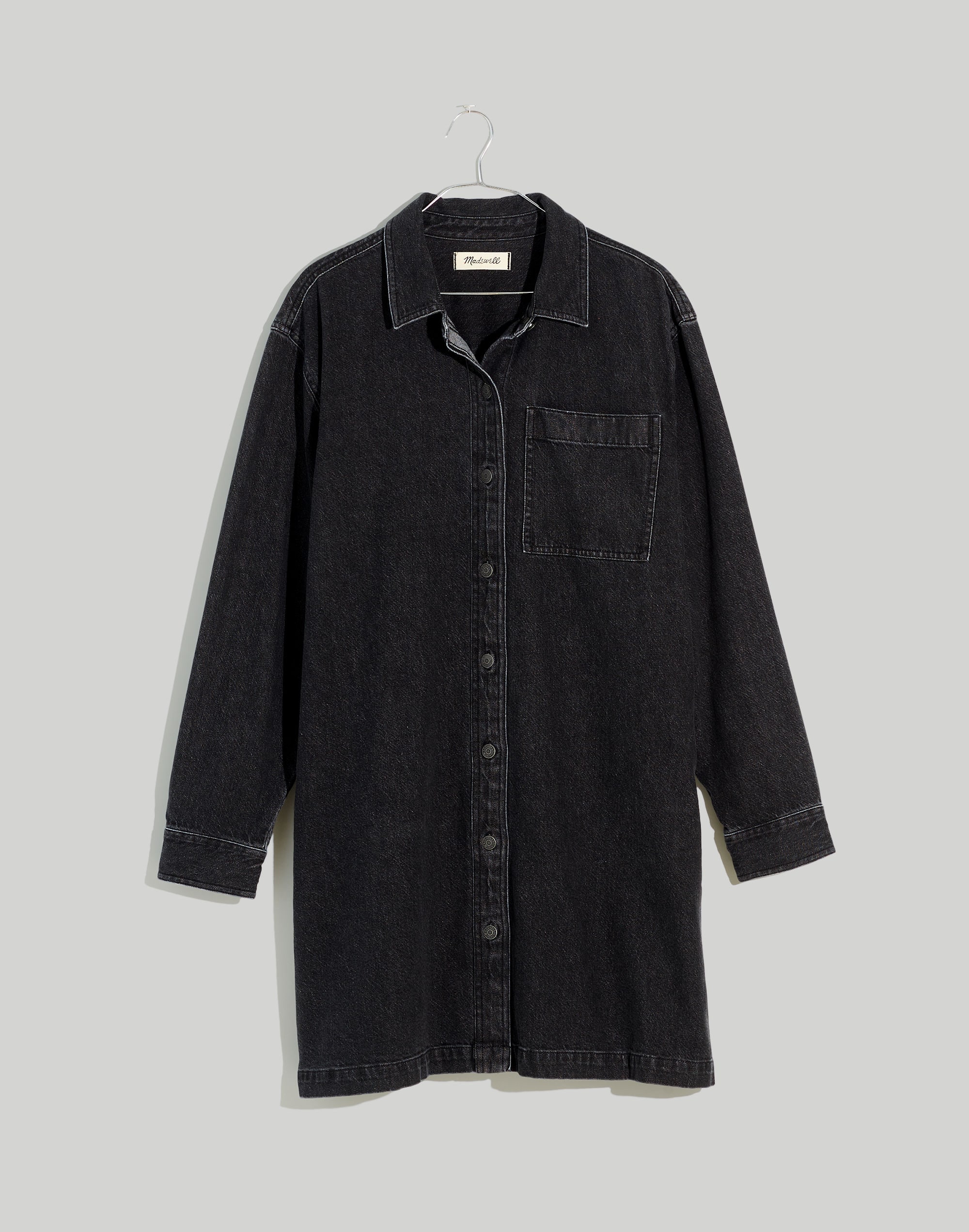 Plus Oversized Denim Shirtdress in Lunar Wash