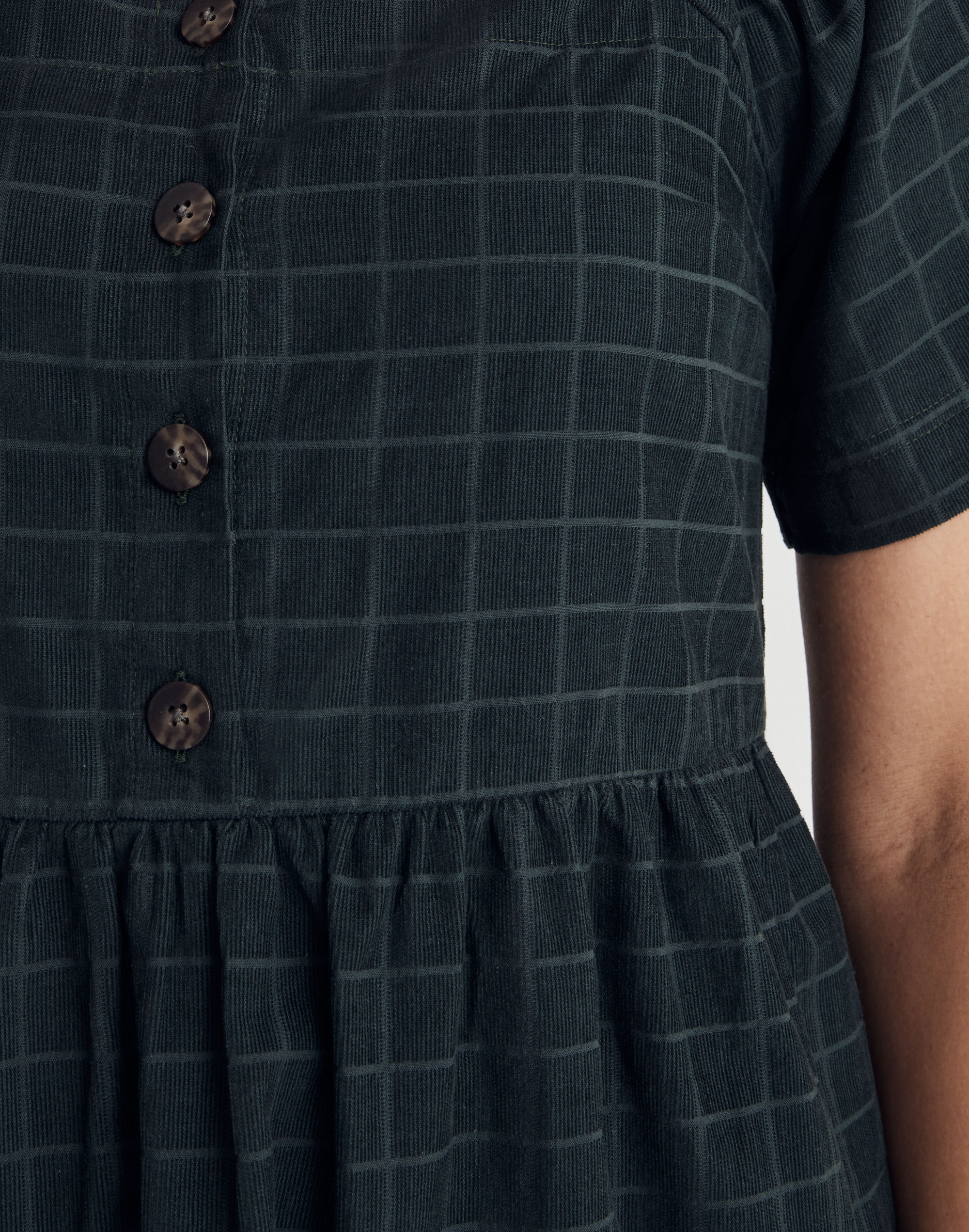 Petite Corduroy Square-Neck Midi Dress in Windowpane