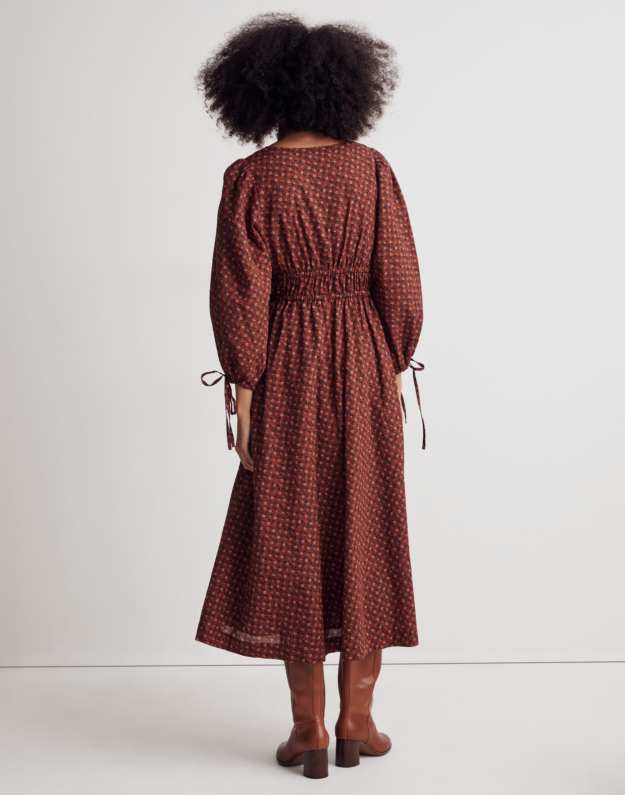 Sophia Tie-Front Midi Dress in Teaberry Floral