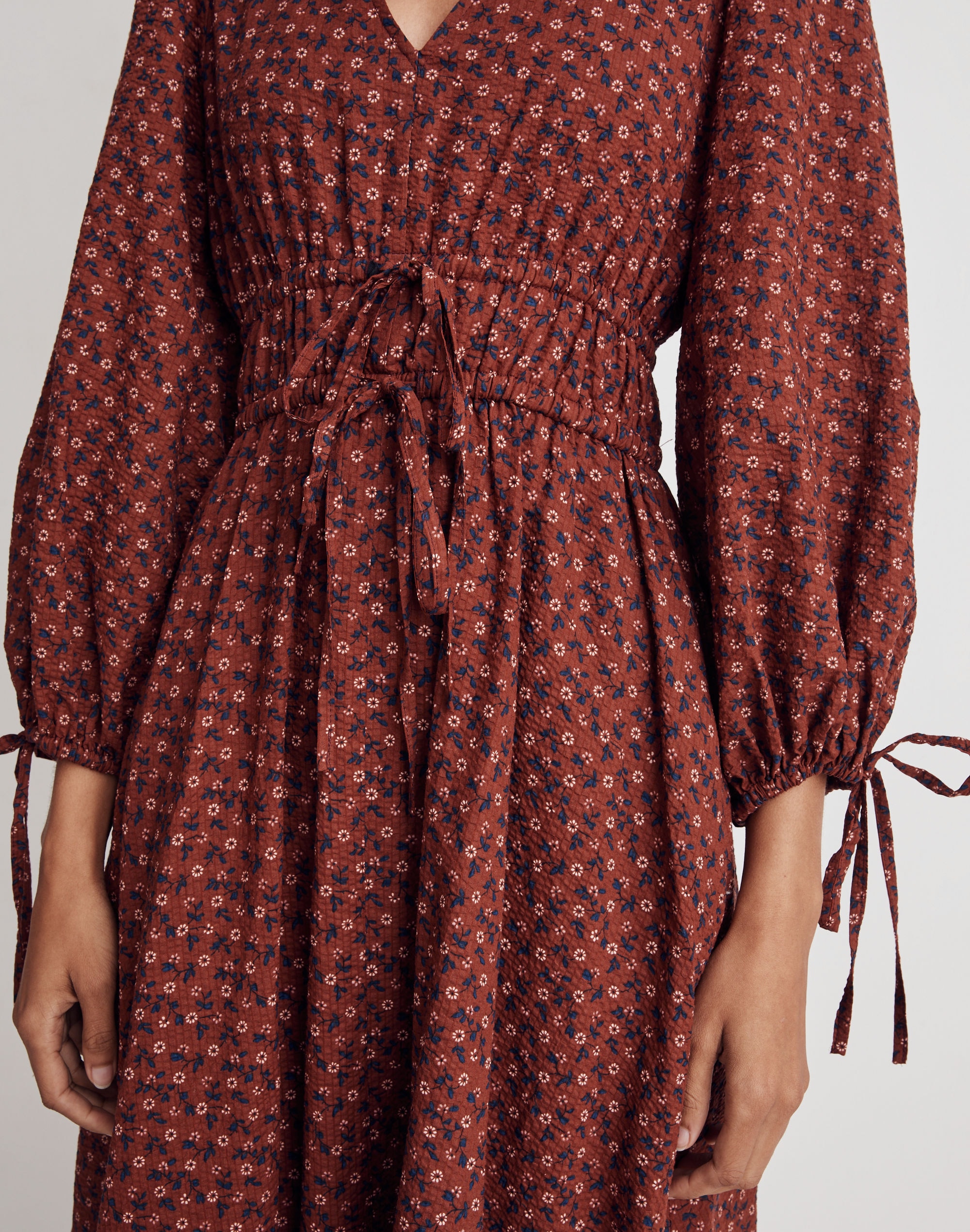 Sophia Tie-Front Midi Dress in Teaberry Floral