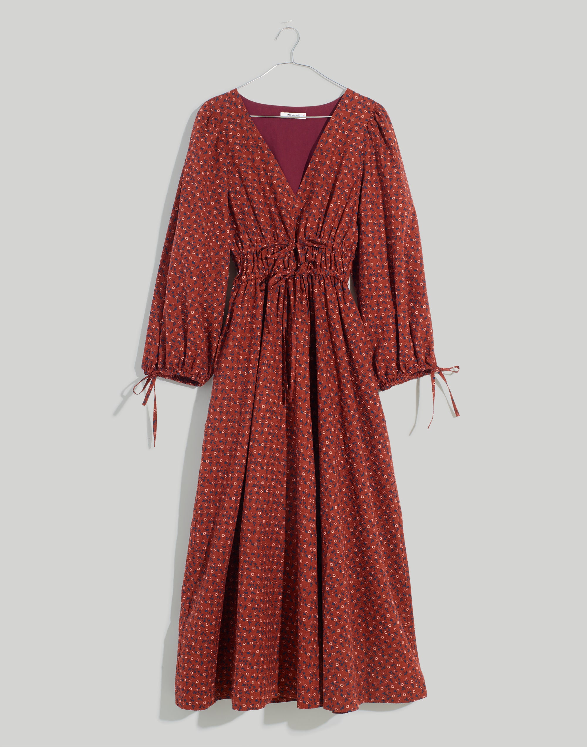 Sophia Tie-Front Midi Dress in Teaberry Floral