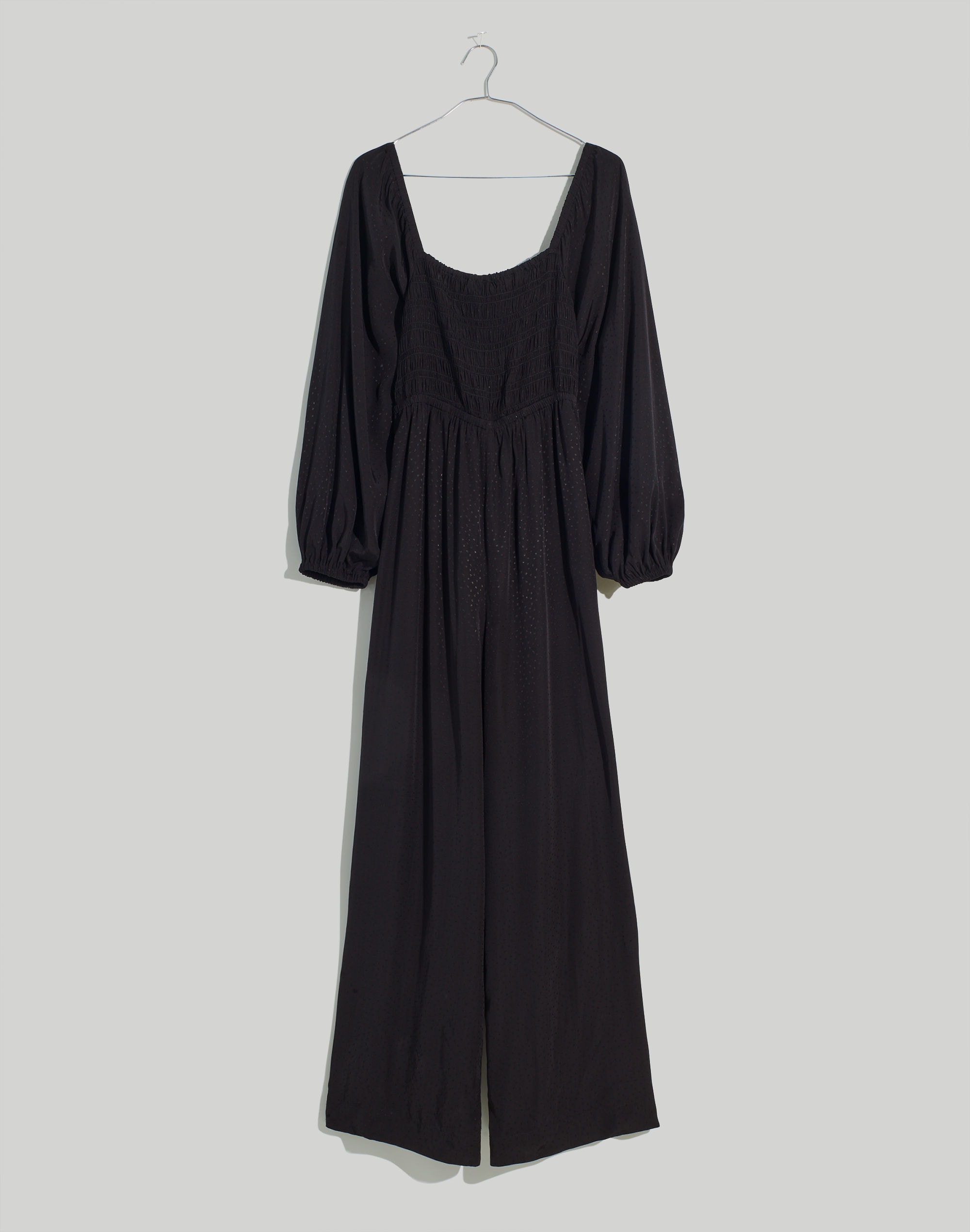 Lucie Tie-Back Long-Sleeve Jumpsuit in Star Jacquard