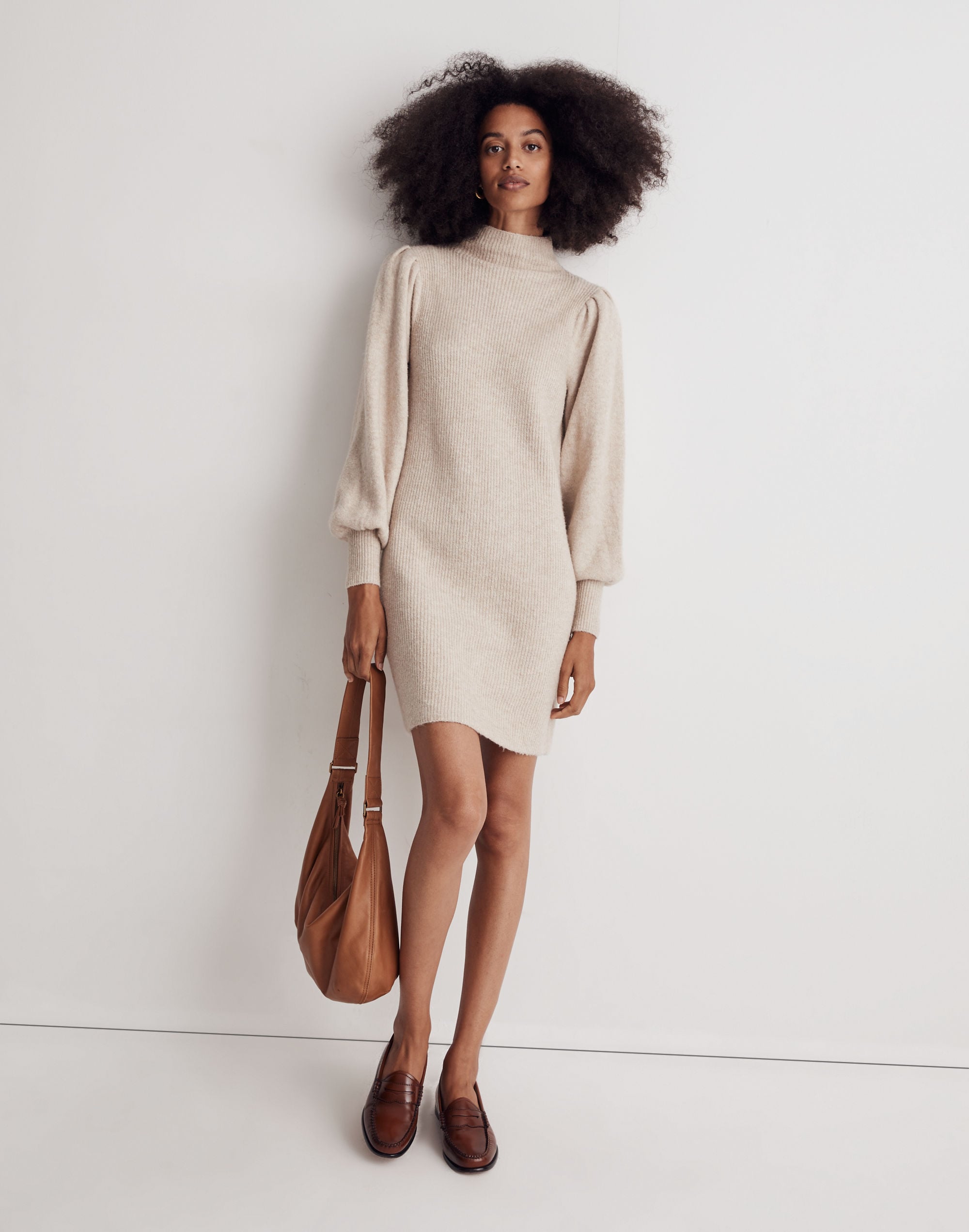 wool-blend turtleneck midi dress