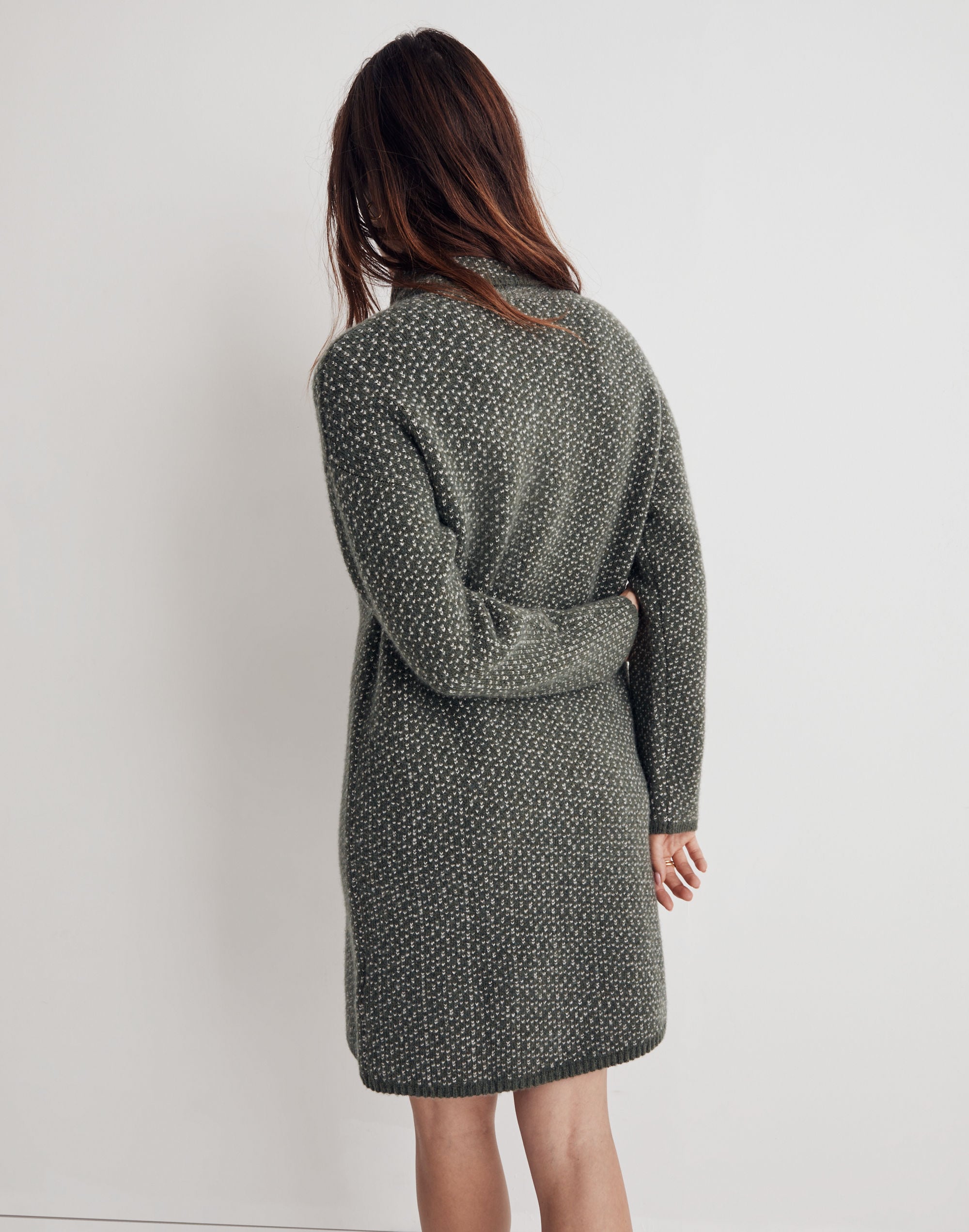 Oversized Turtleneck Sweater Dress in Geo Print