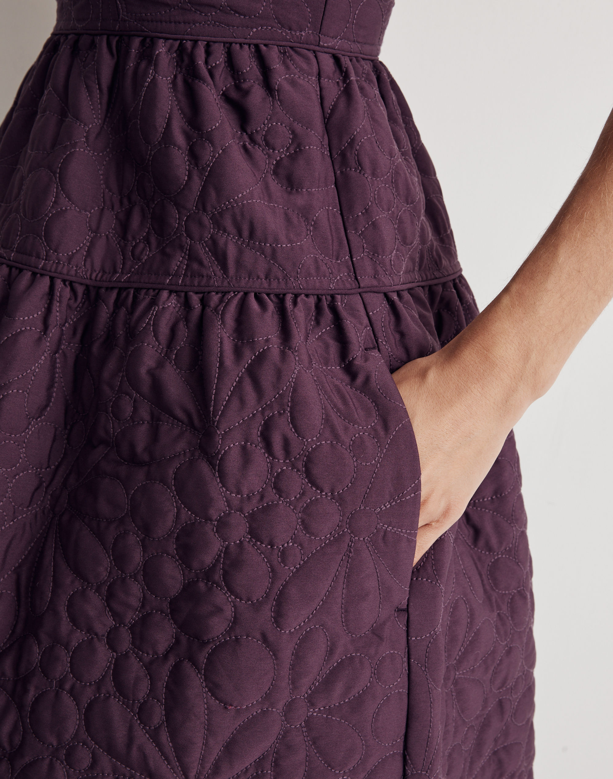 Floral Quilted Empire Midi Dress