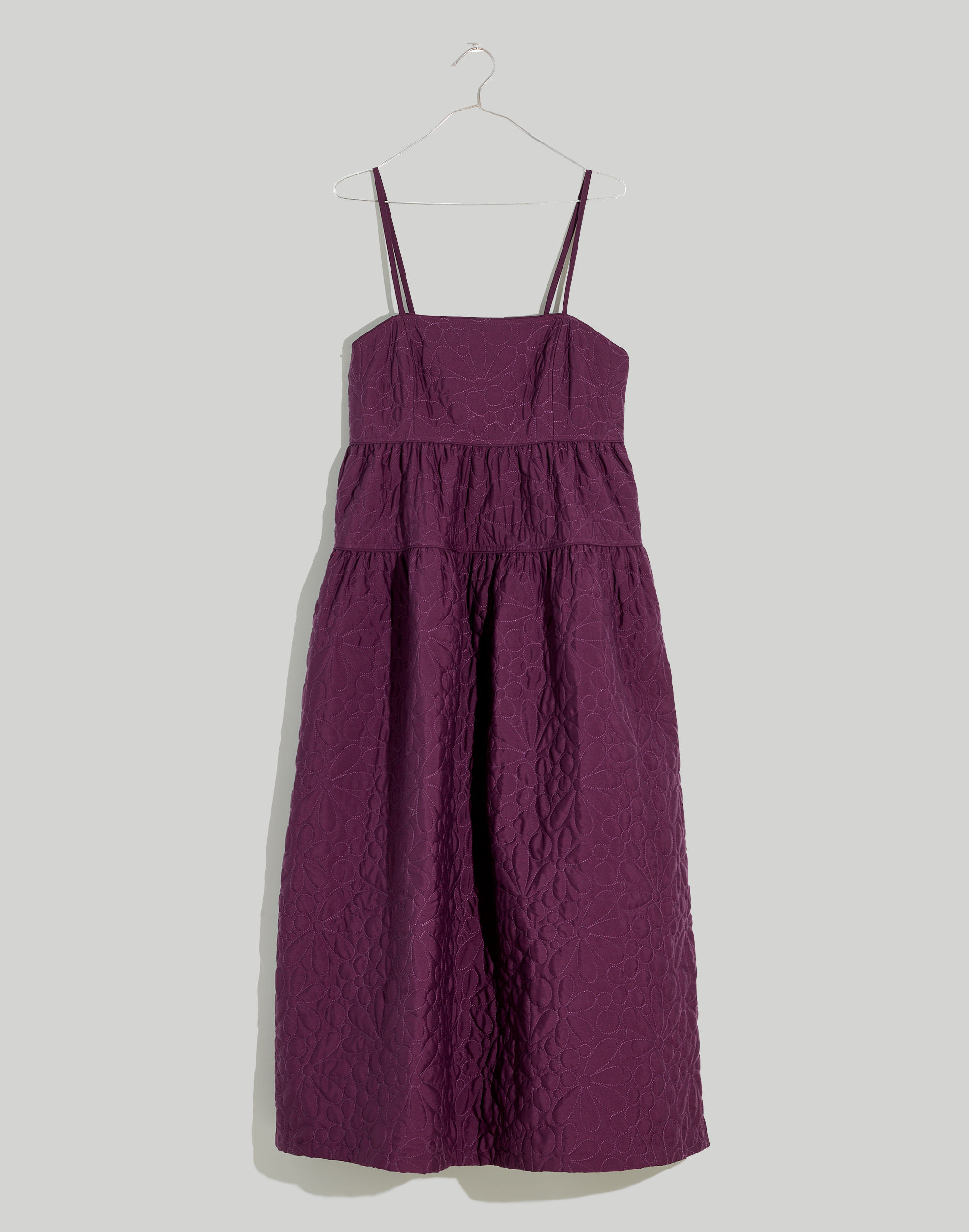 Floral Quilted Empire Midi Dress