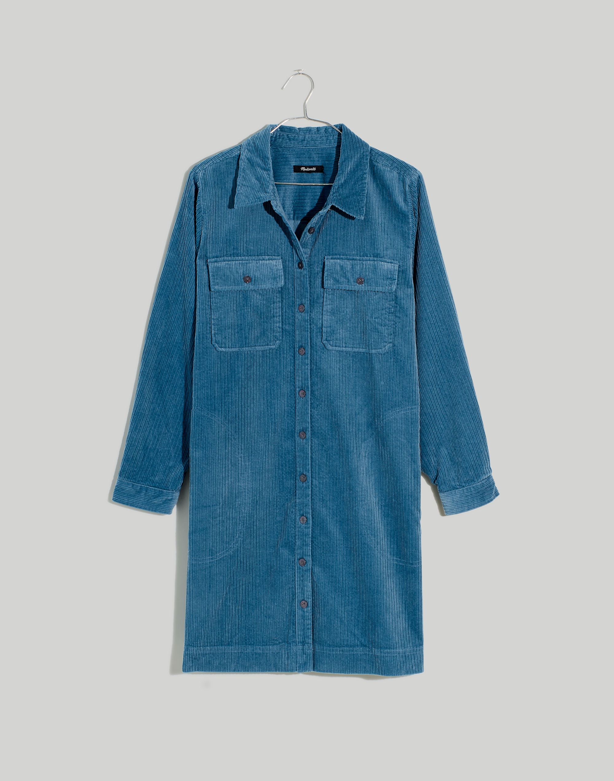 Petite Corduroy Long-Sleeve Mini Shirtdress