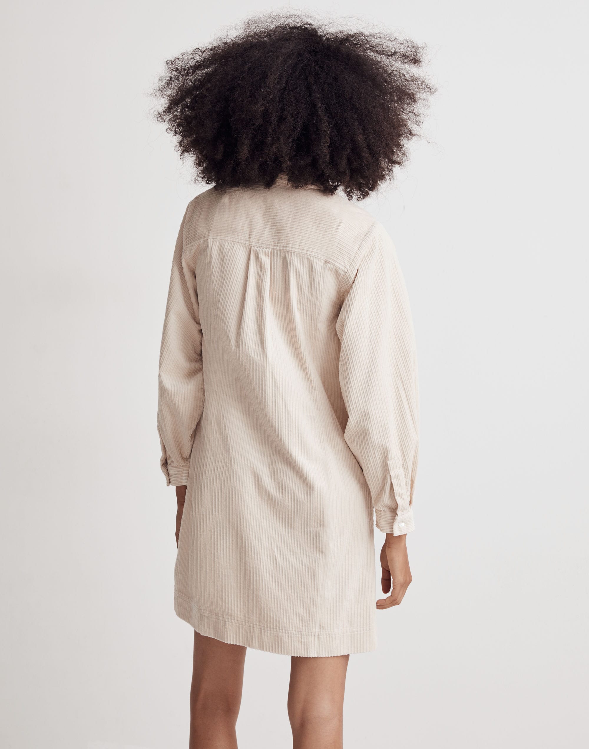 Corduroy Long-Sleeve Mini Shirtdress