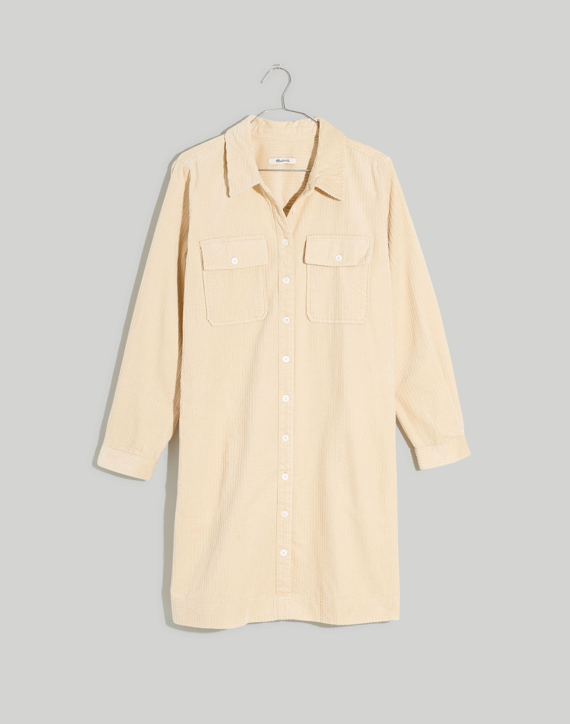 Corduroy Long-Sleeve Mini Shirtdress