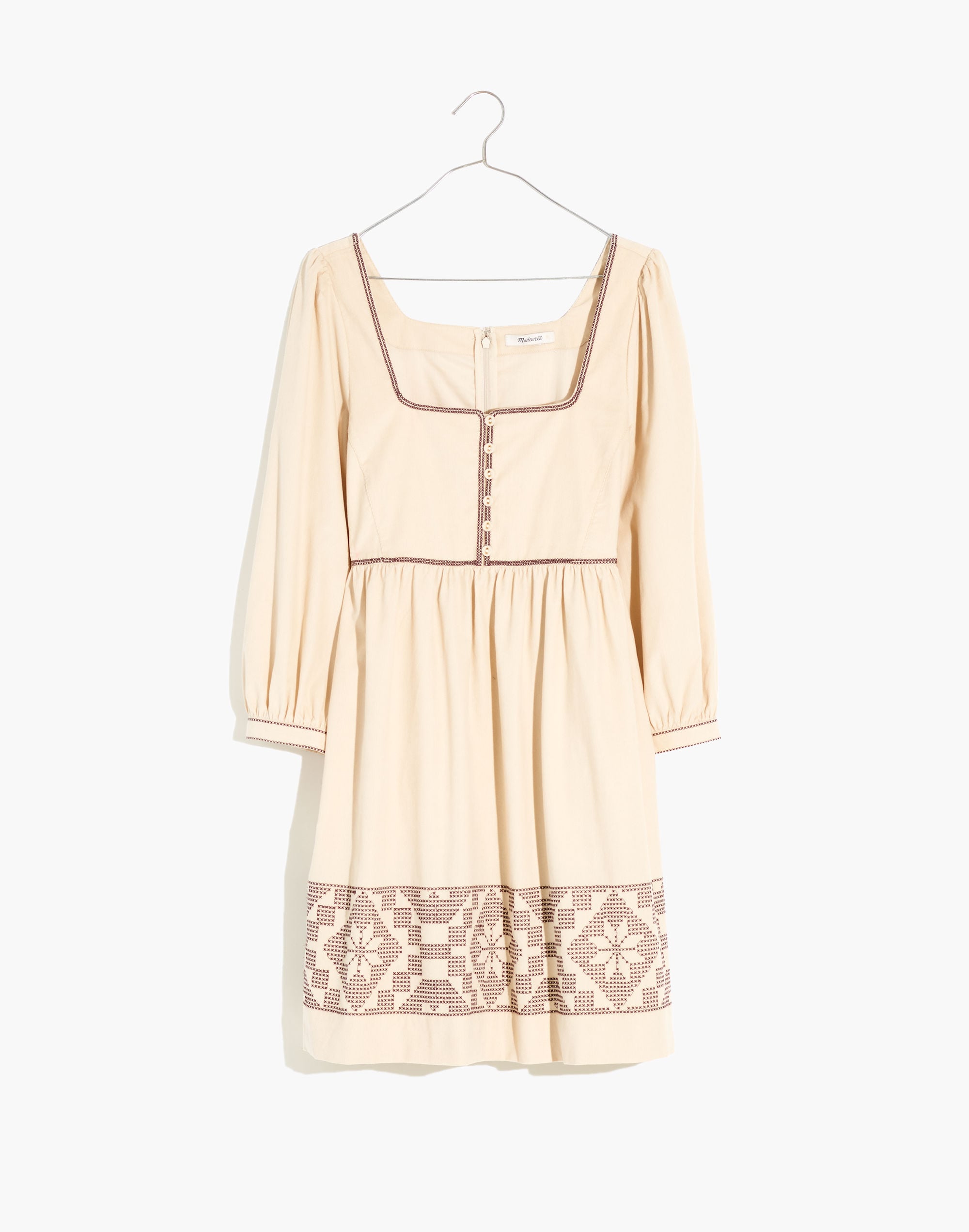 embroidered snowflake quilt mini dress