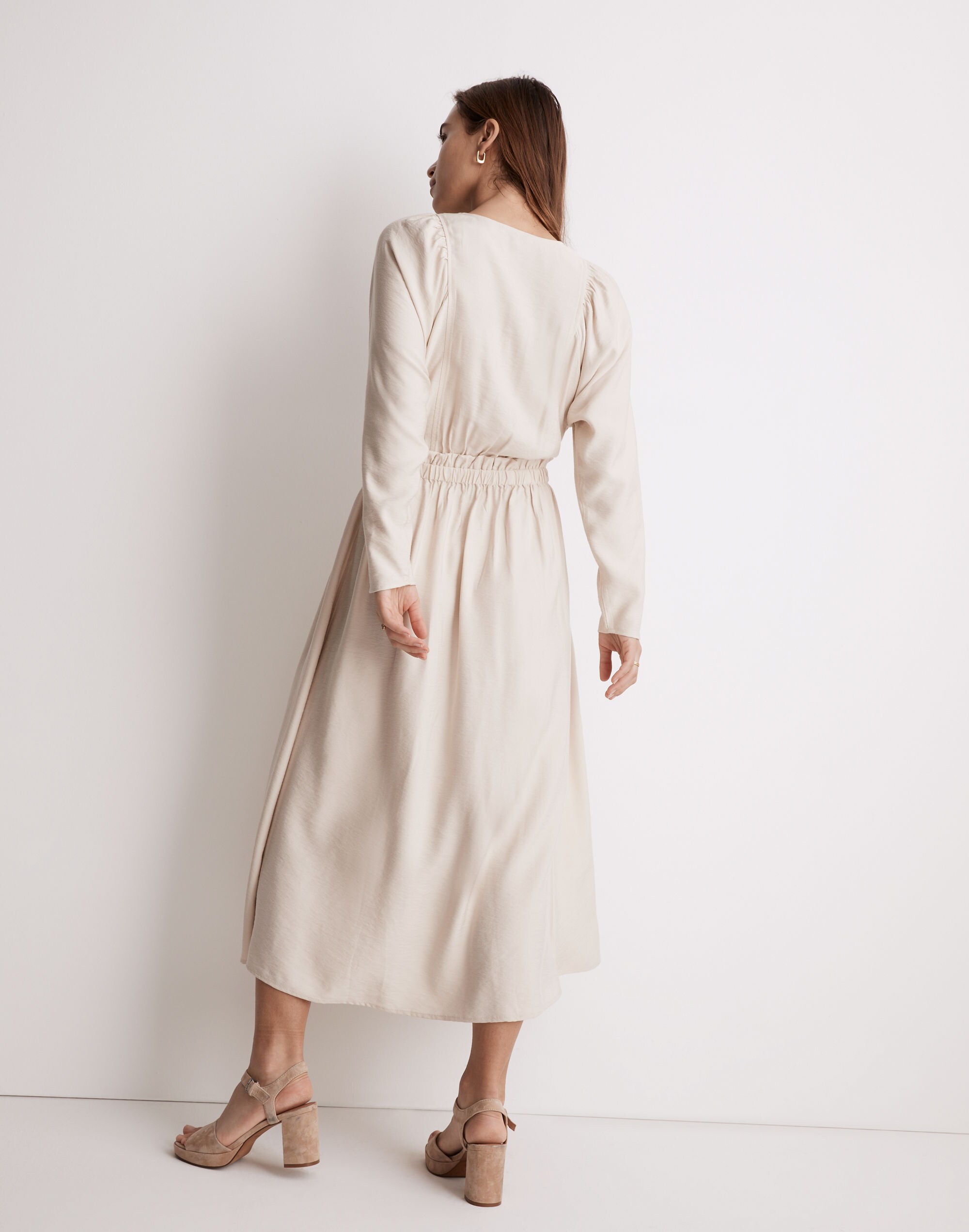 Tie-Front Paperbag Midi Dress