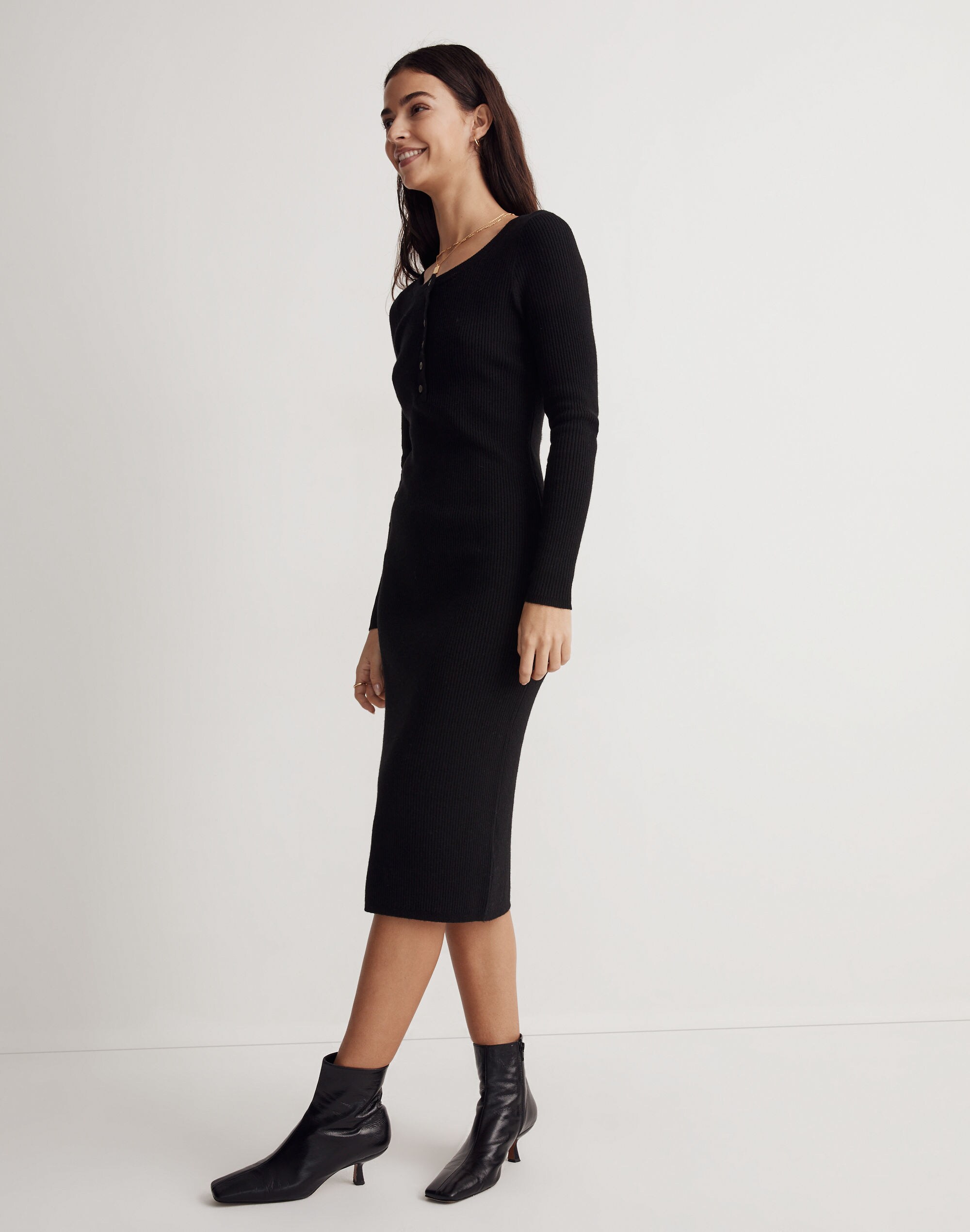Henley Sweater Midi Dress