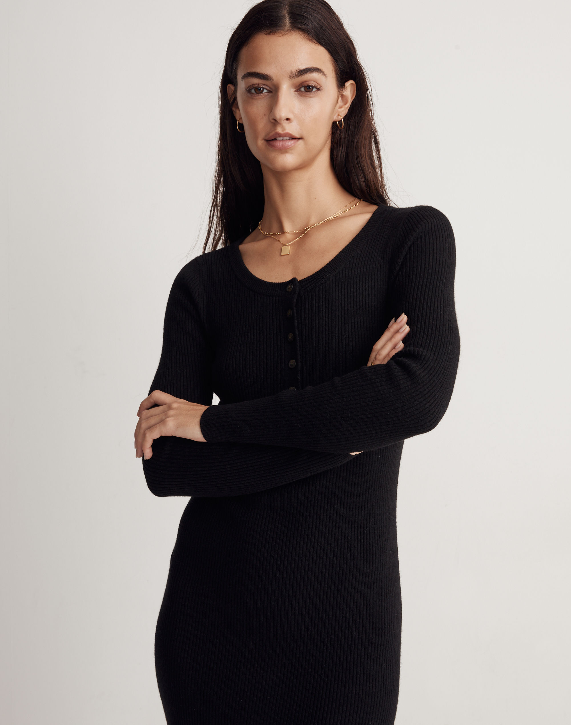 Henley Sweater Midi Dress