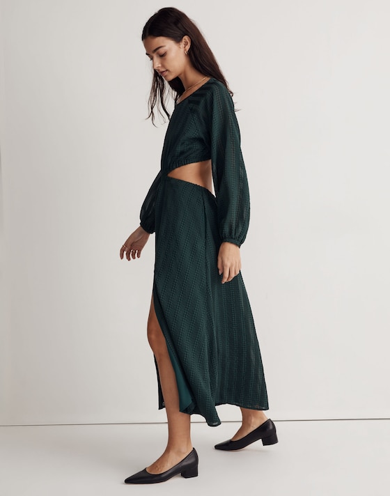 cutout midi dress Kody cutouts at waist Sleeveless Cutout Midi Dress |