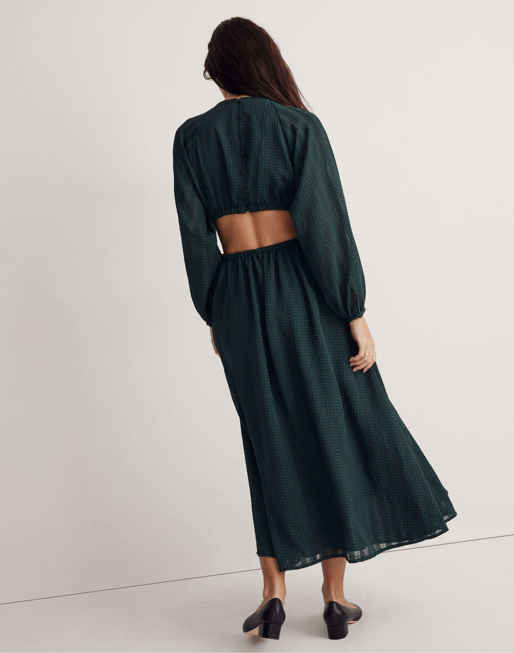 Long-Sleeve Cutout Midi Dress
