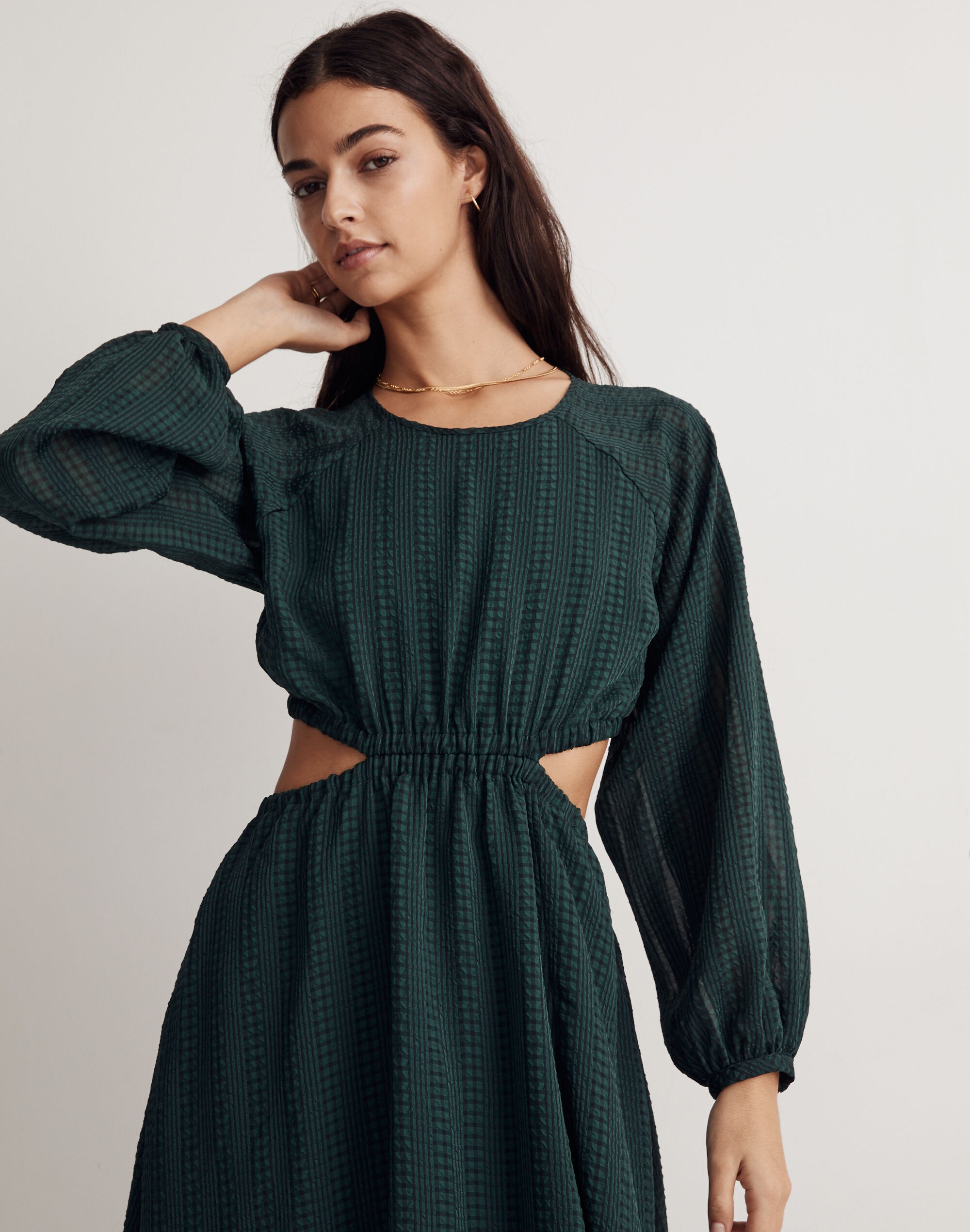 Long-Sleeve Cutout Midi Dress