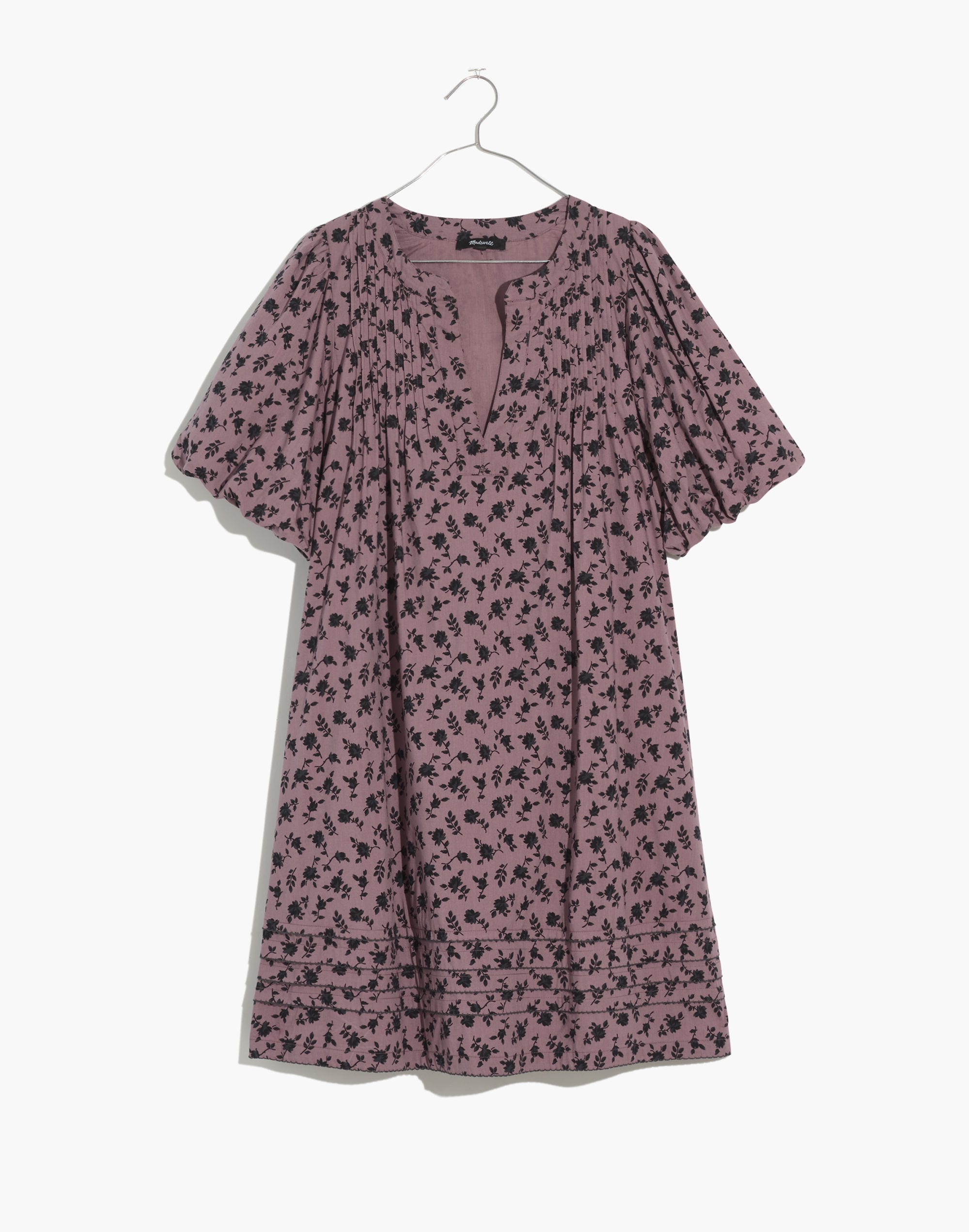 Tillie Puff-Sleeve Mini Dress in Shadow Blooms