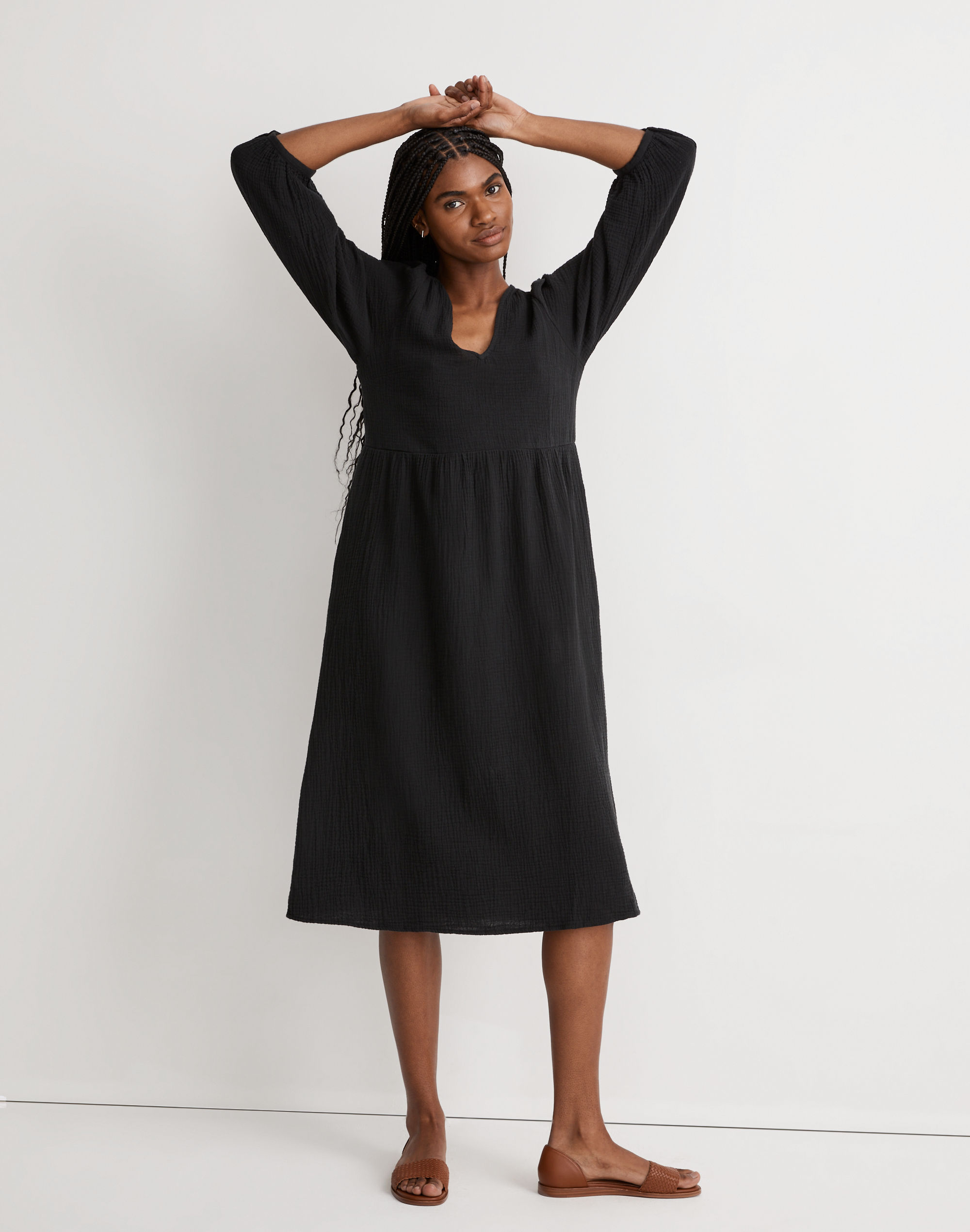 lightspun v-neck midi dress