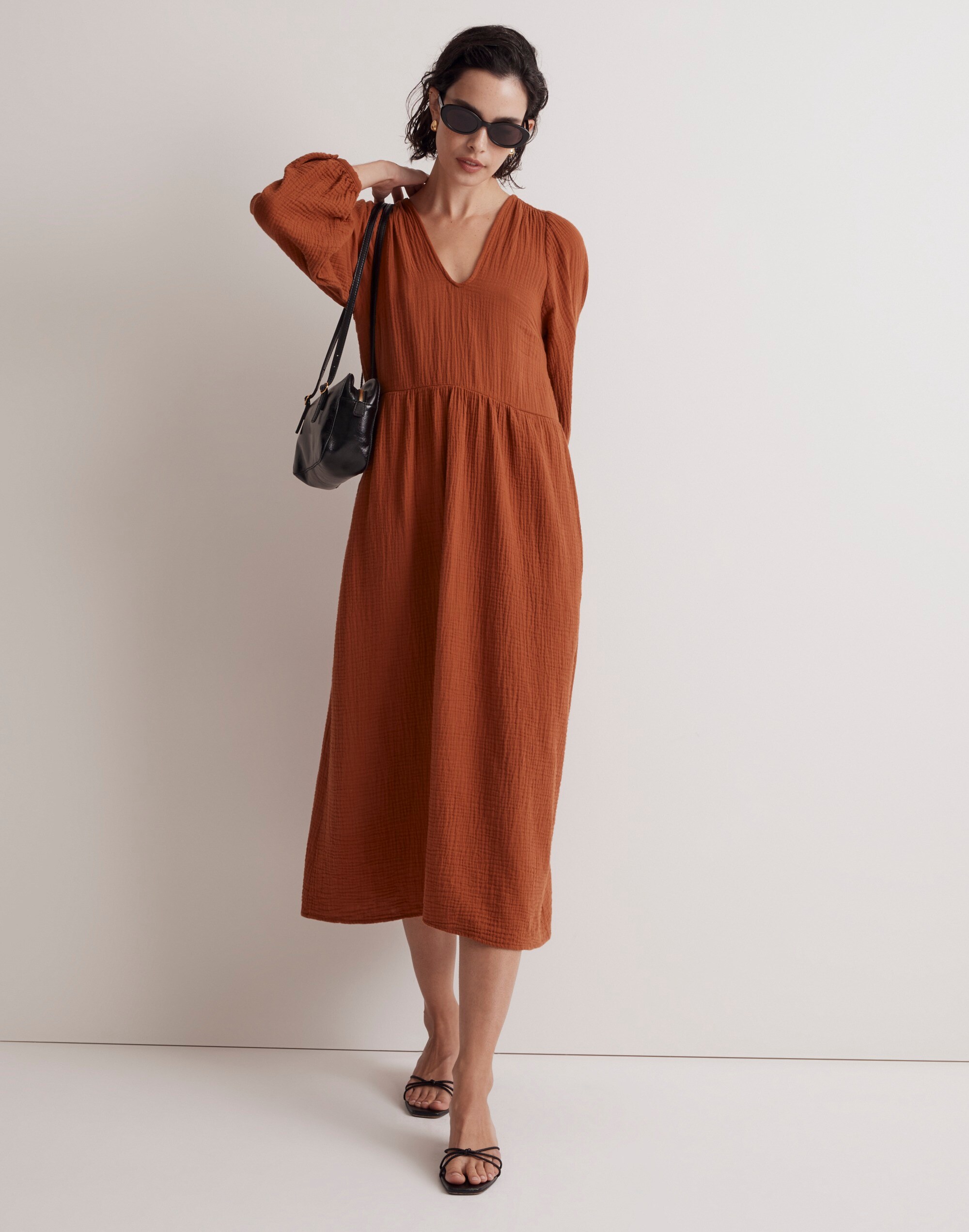 Petite Lightspun V-Neck Midi Dress