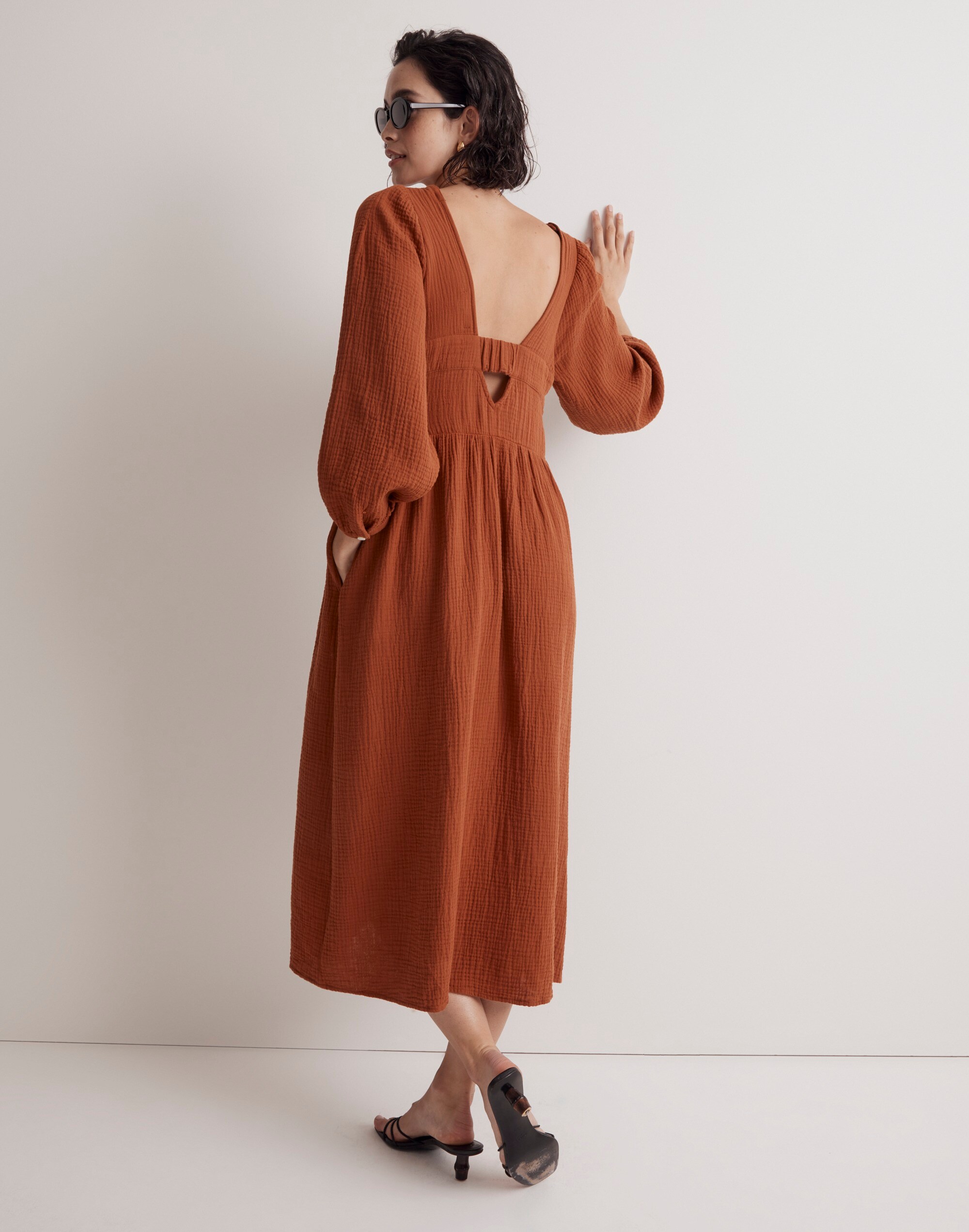 Petite Lightspun V-Neck Midi Dress