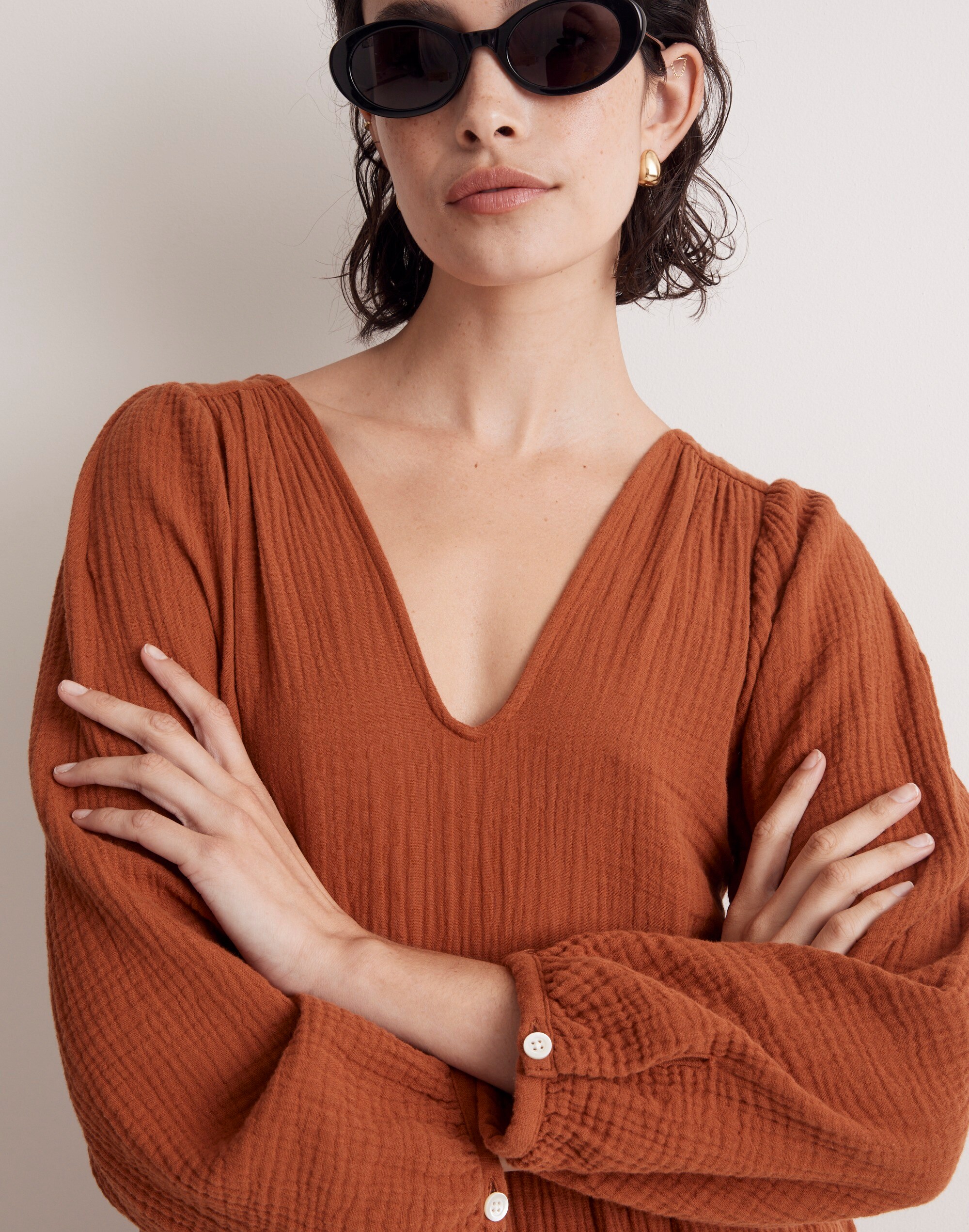 Petite Lightspun V-Neck Midi Dress