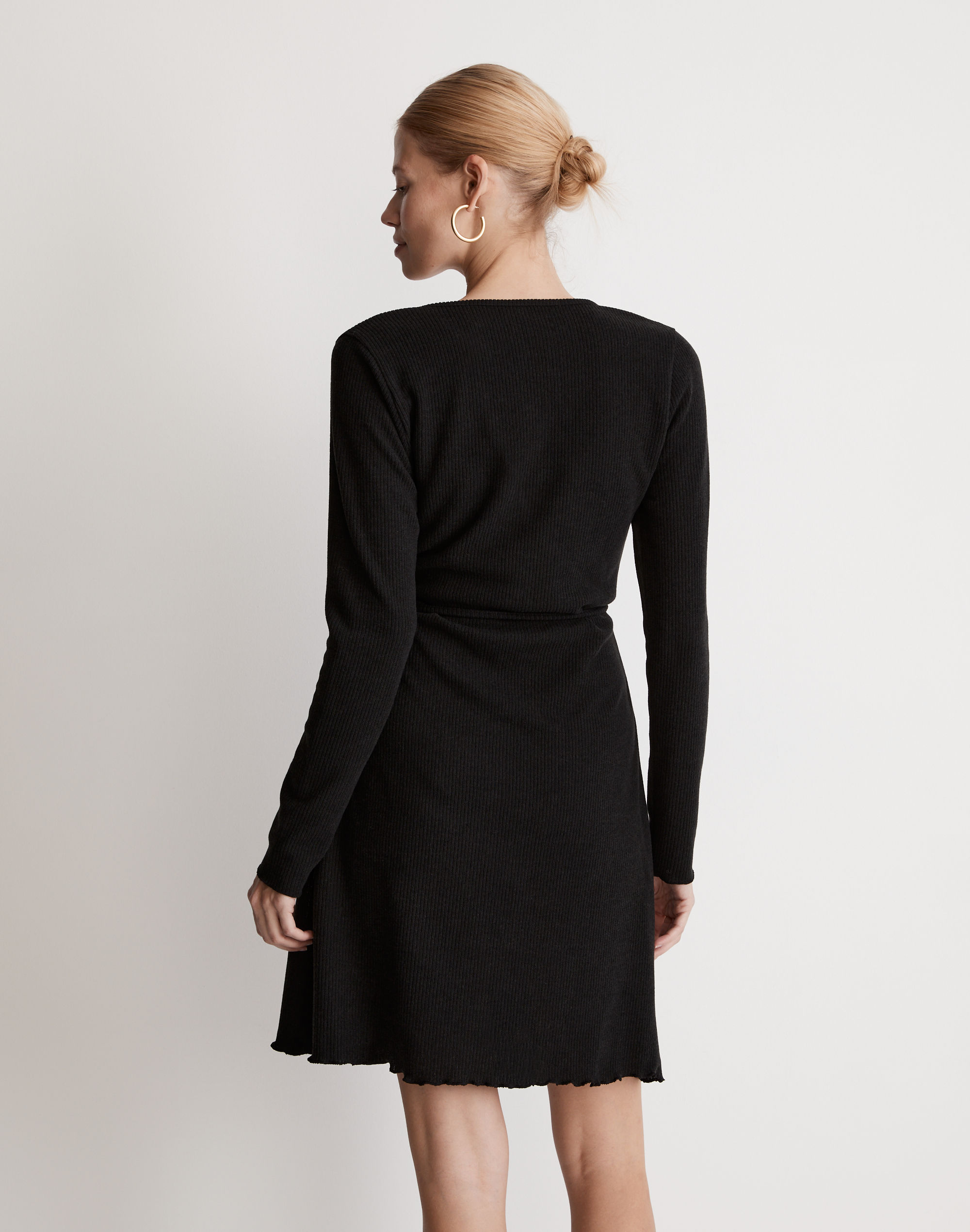 Ribbed Knit Wrap Mini Dress