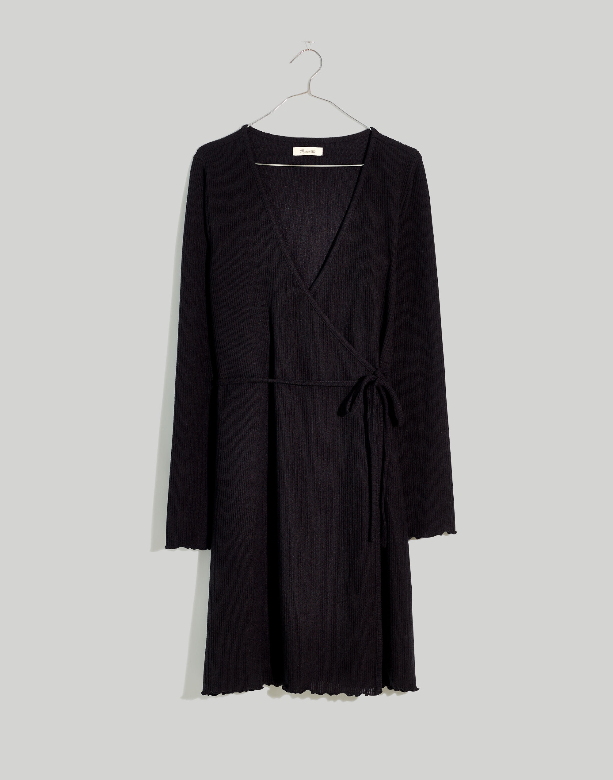 Ribbed Knit Wrap Mini Dress