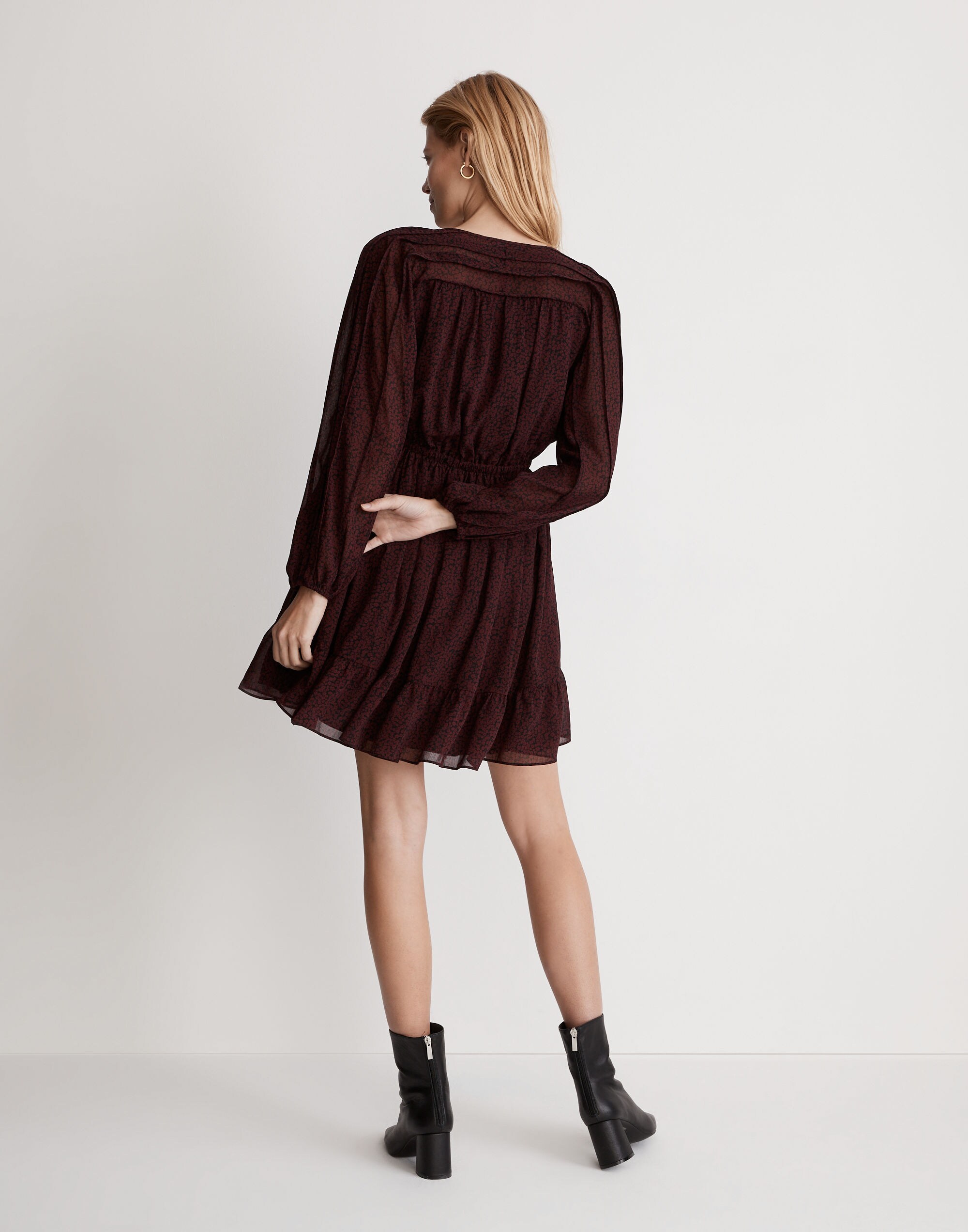 (Re)sourced Georgette Faux-Wrap Mini Dress