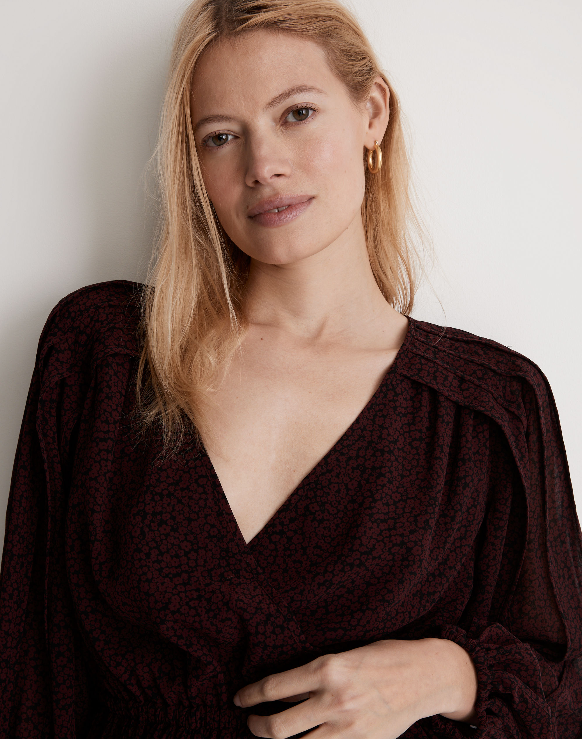 (Re)sourced Georgette Faux-Wrap Mini Dress